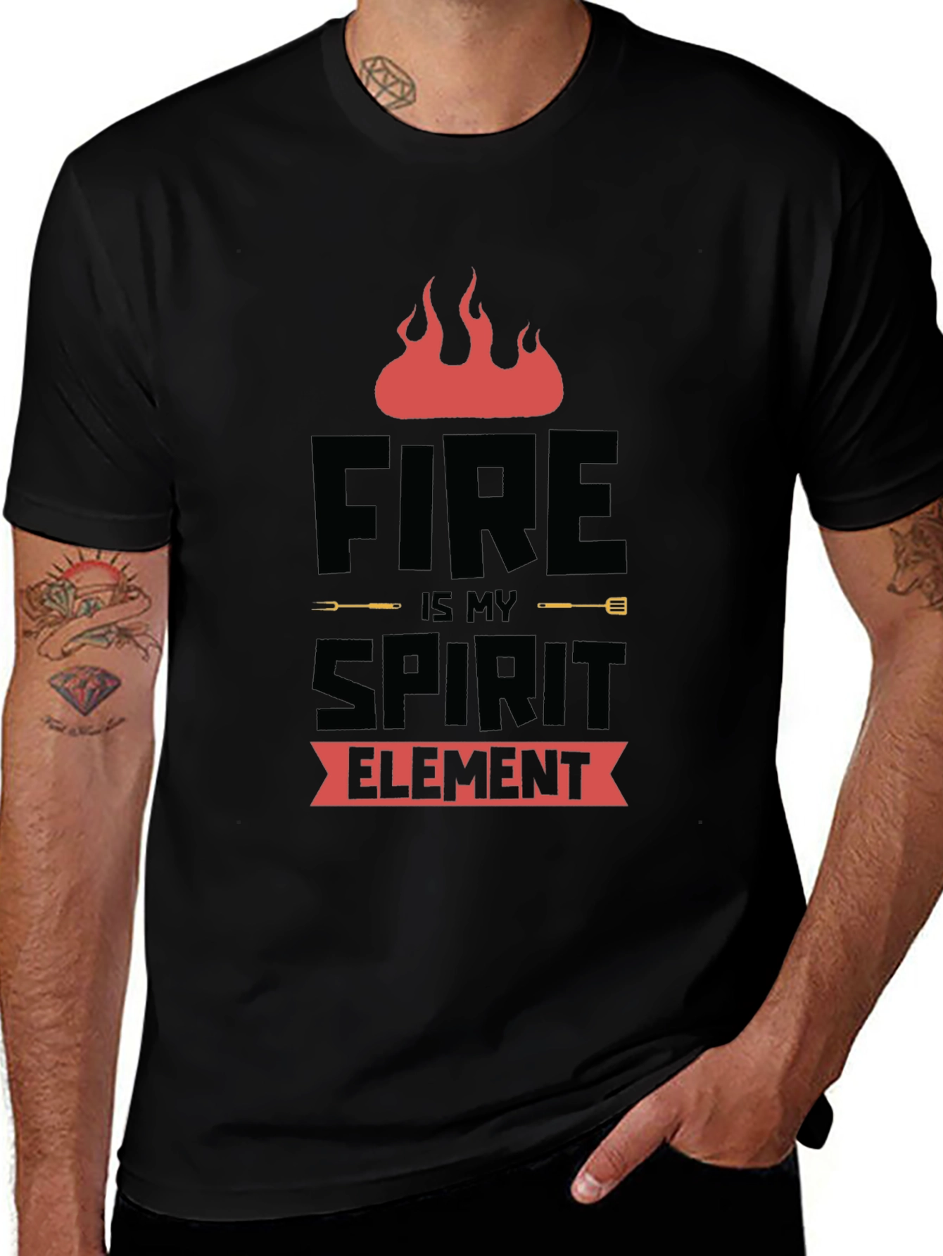 Fire is My Spirit Element Black T-Shirt