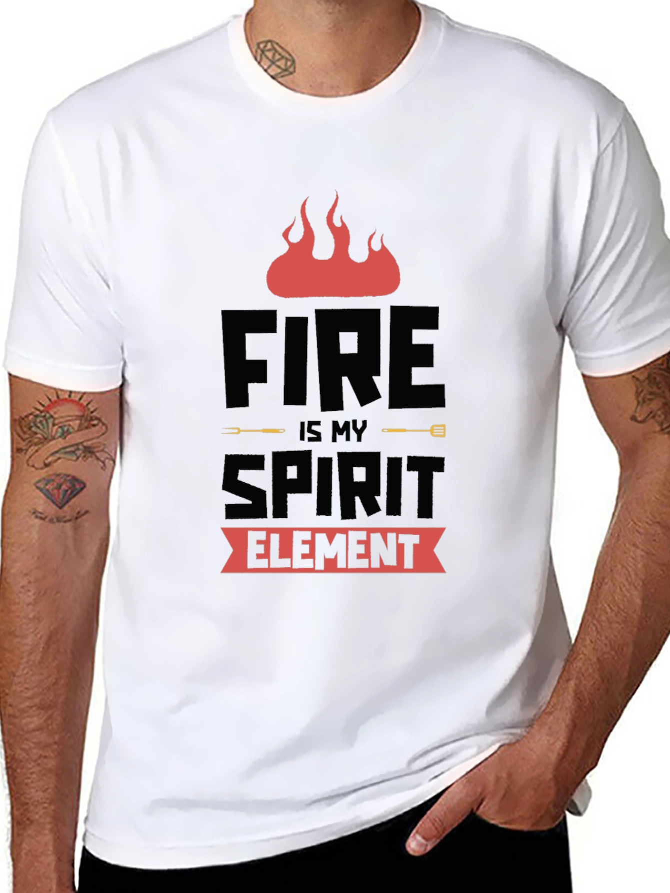 Fire is My Spirit Element Black T-Shirt