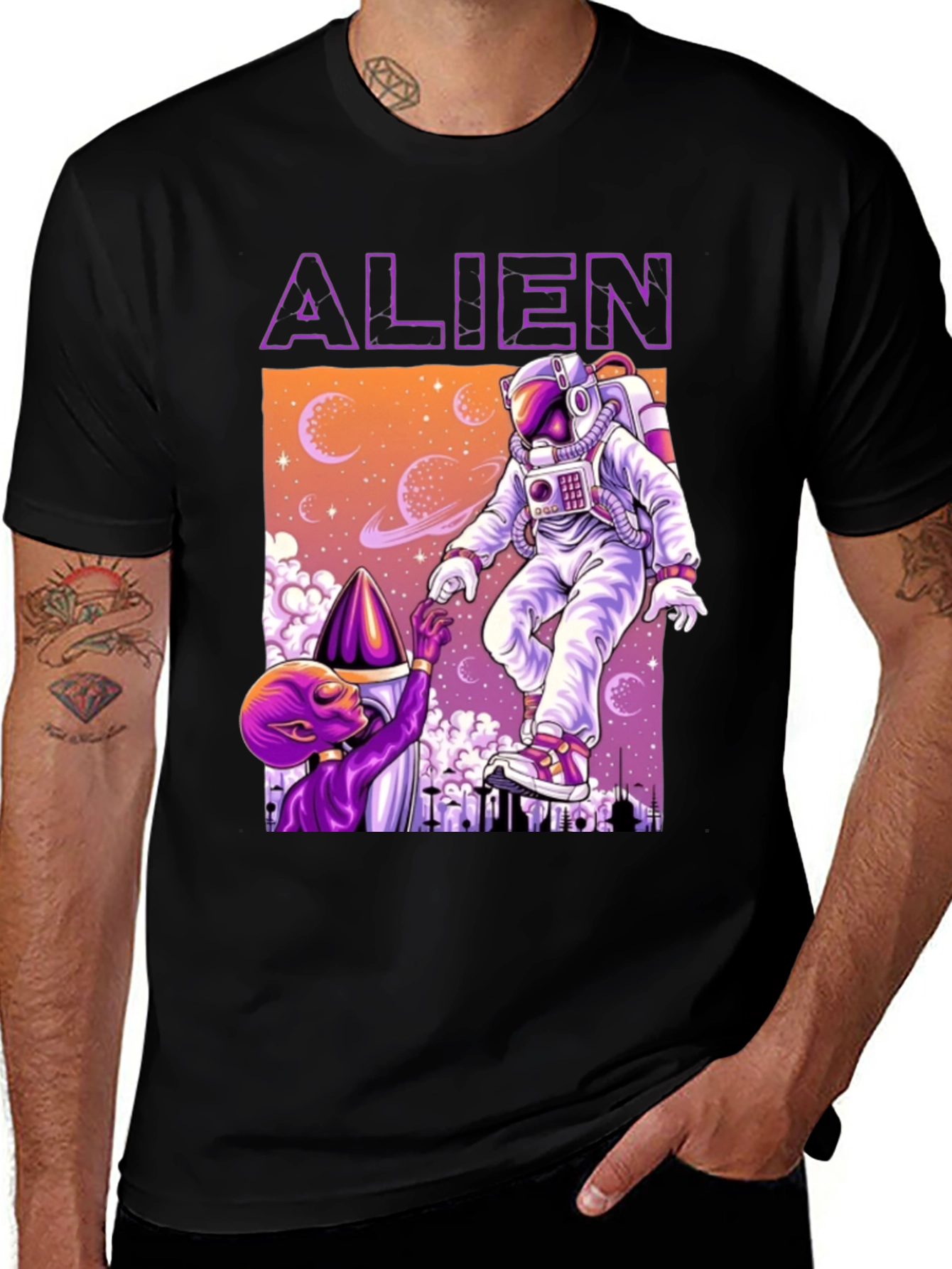 Alien & Astronaut Graphic Tee - Space Adventure