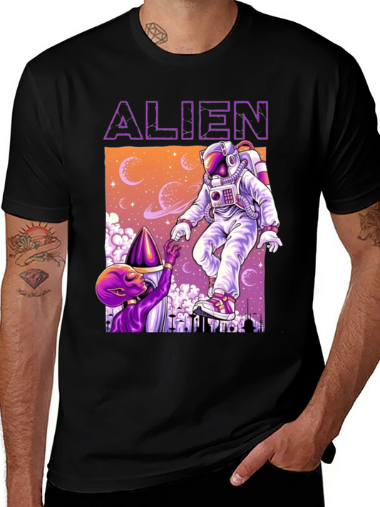 Alien & Astronaut Graphic Tee - Space Adventure