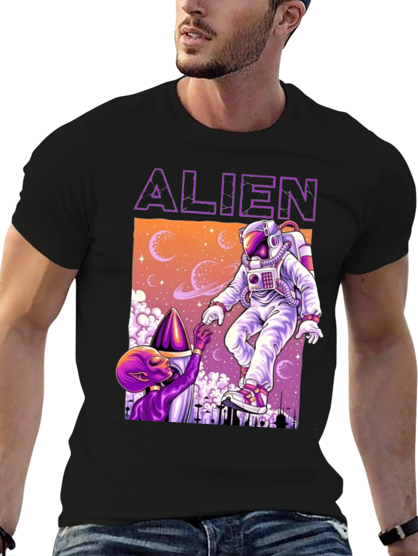 Alien & Astronaut Graphic Tee - Space Adventure