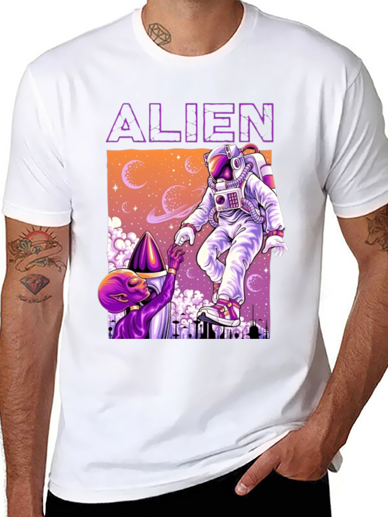 Alien & Astronaut Graphic Tee - Space Adventure