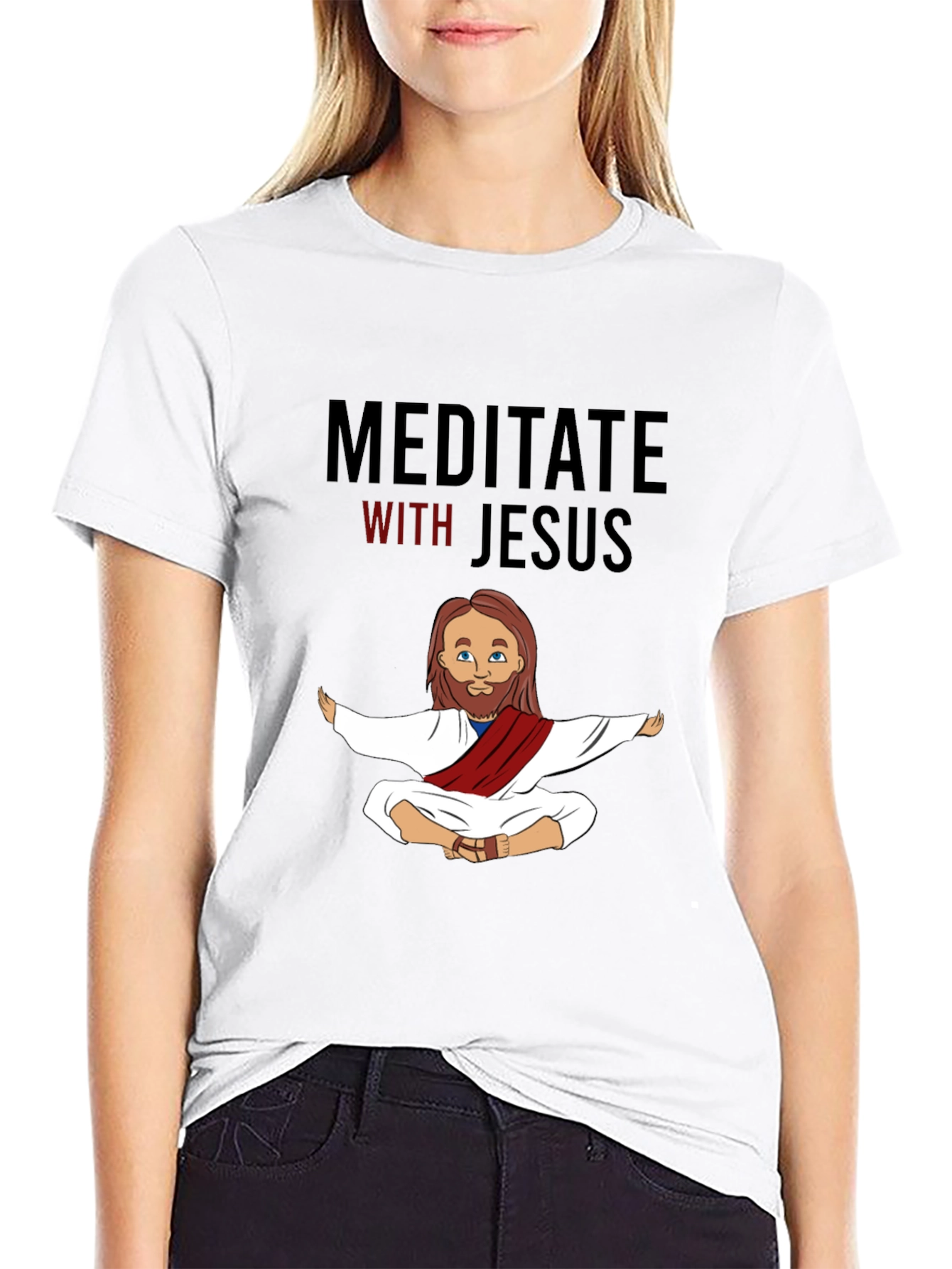 Meditate With Jesus Black T-Shirt