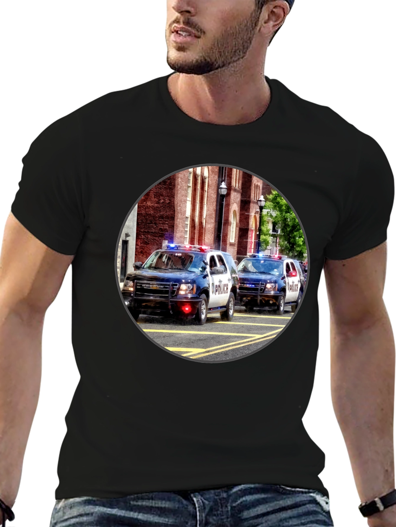 Police Car Graphic T-Shirt