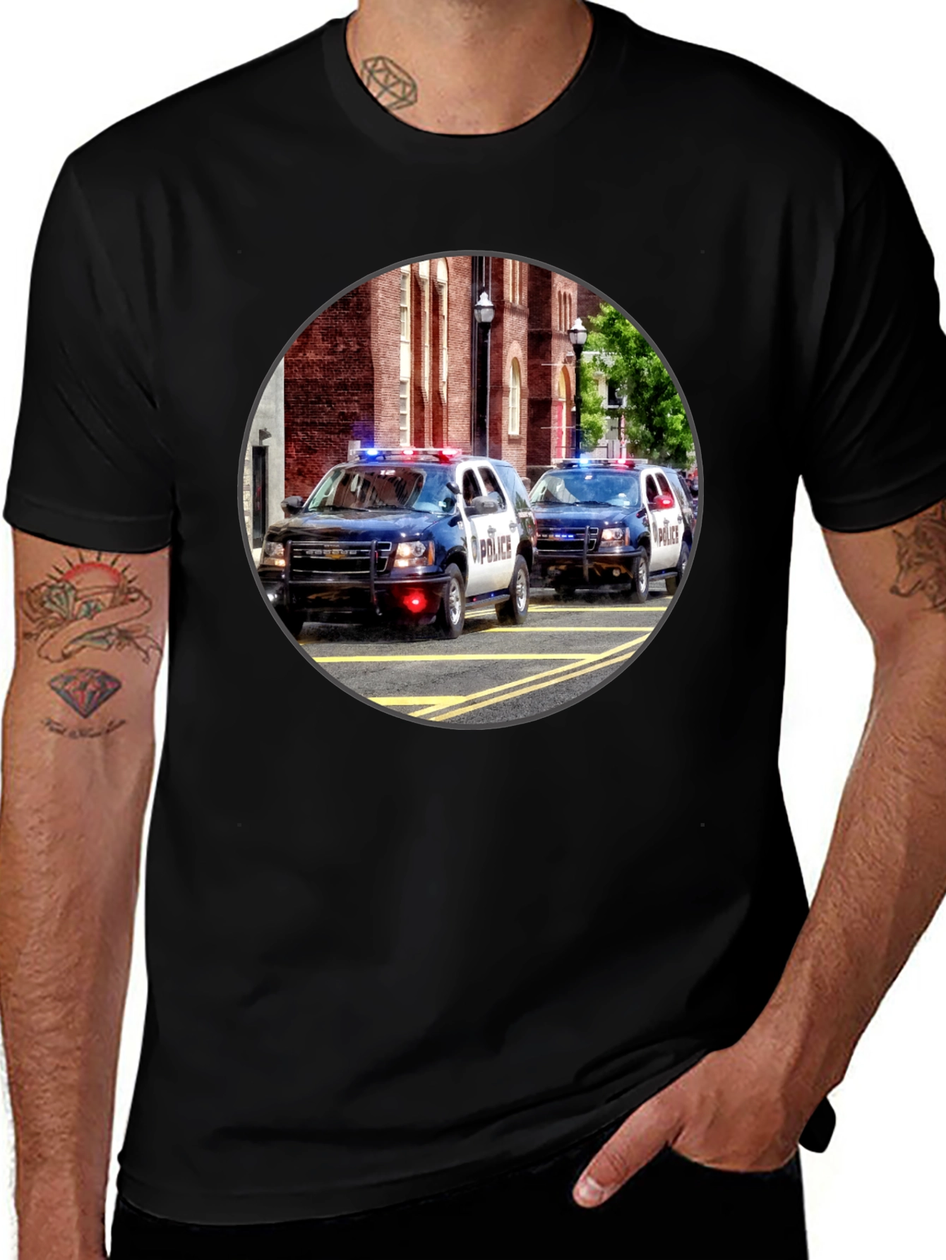 Police Car Graphic T-Shirt