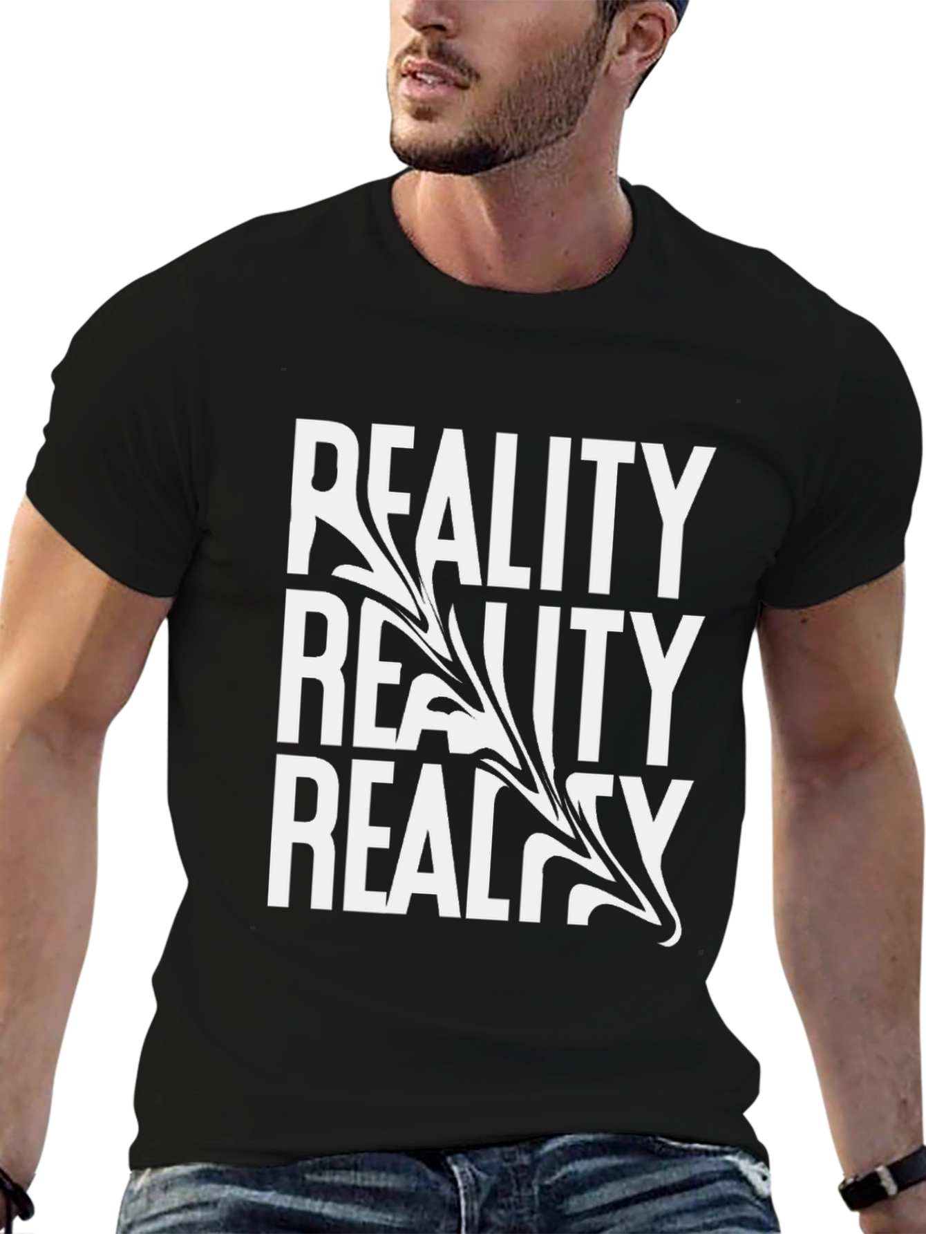 Reality T-Shirt - Black Cotton Blend Unique Design