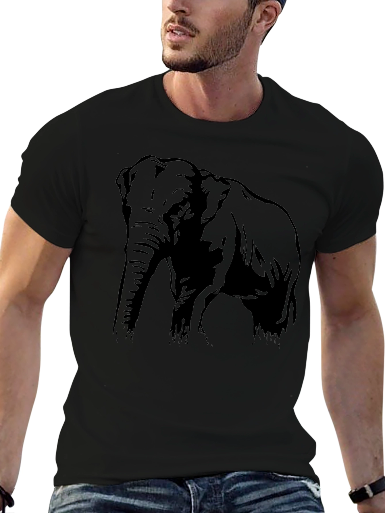 Elephant Graphic Black T-Shirt