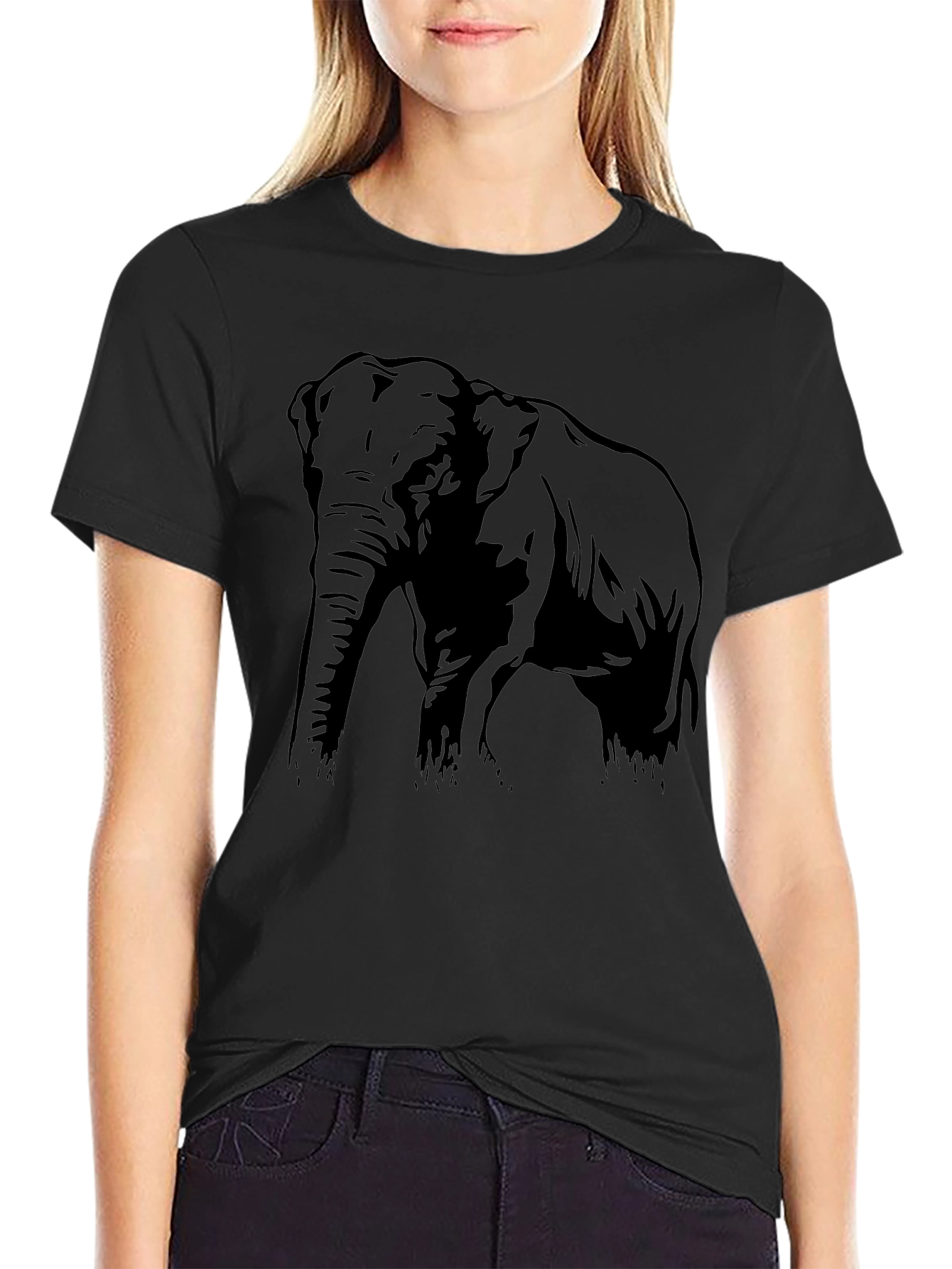 Elephant Graphic Black T-Shirt