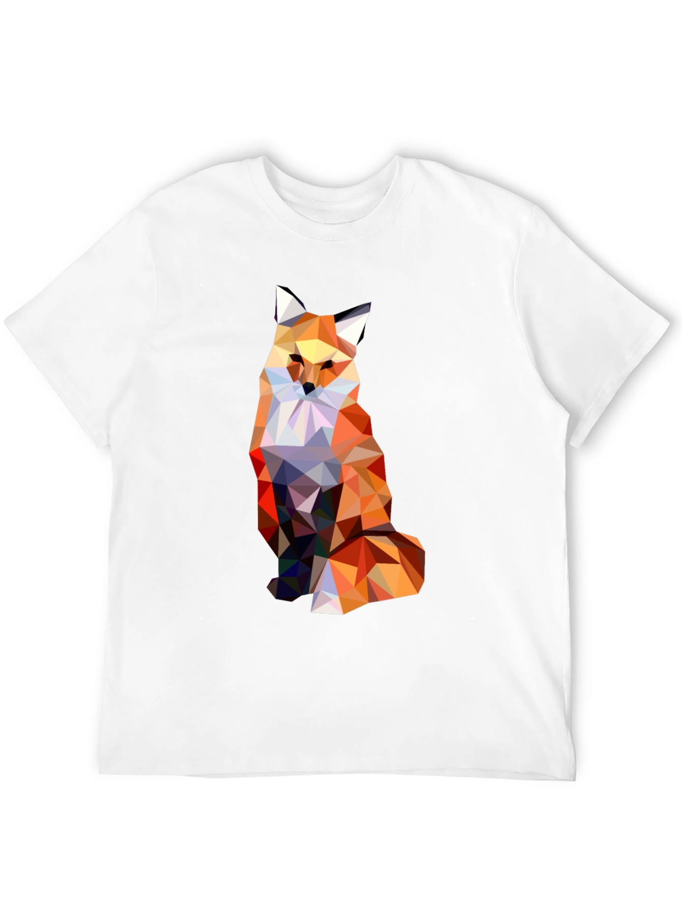Geometric Fox Graphic Print Black T-Shirt