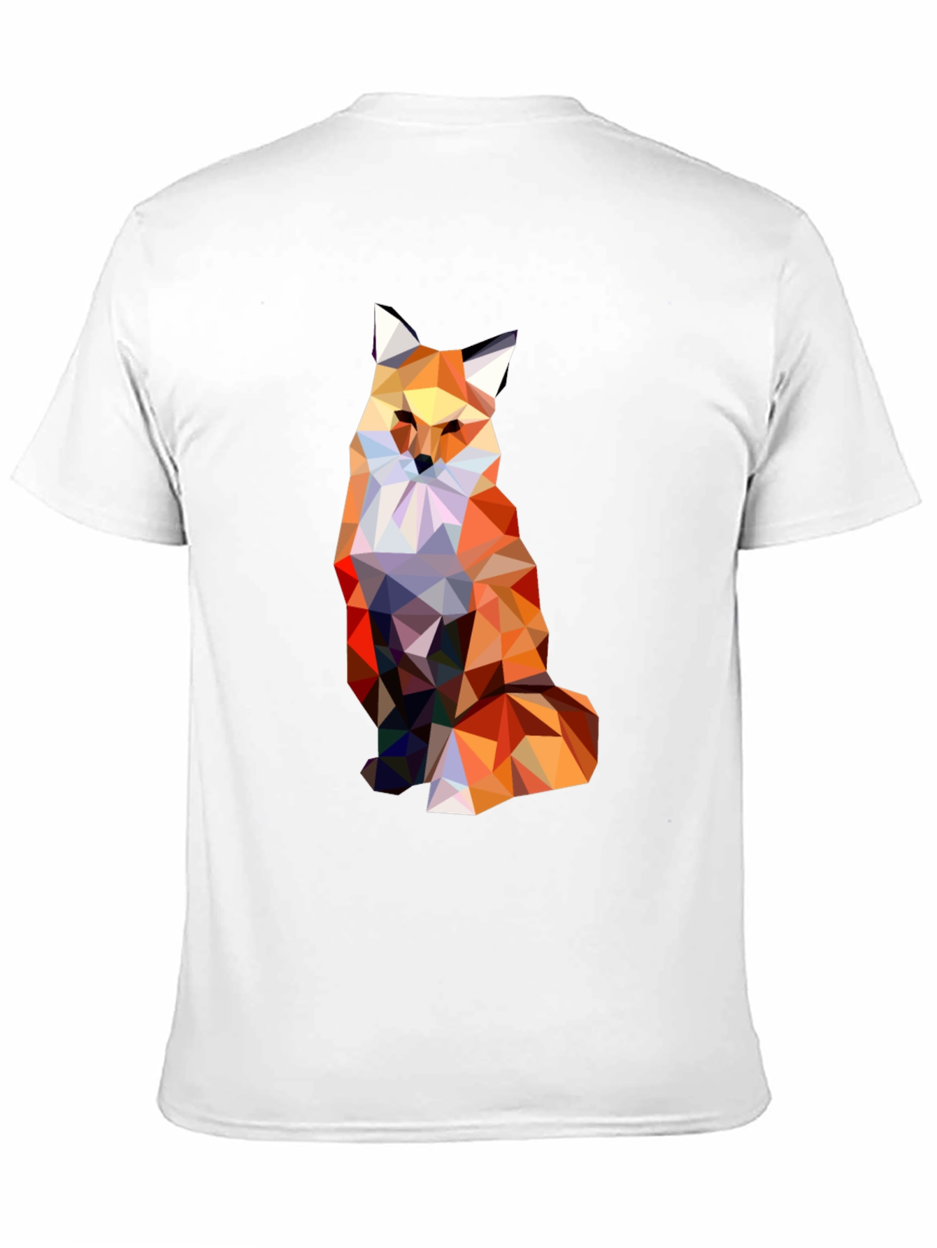Geometric Fox Graphic Print Black T-Shirt