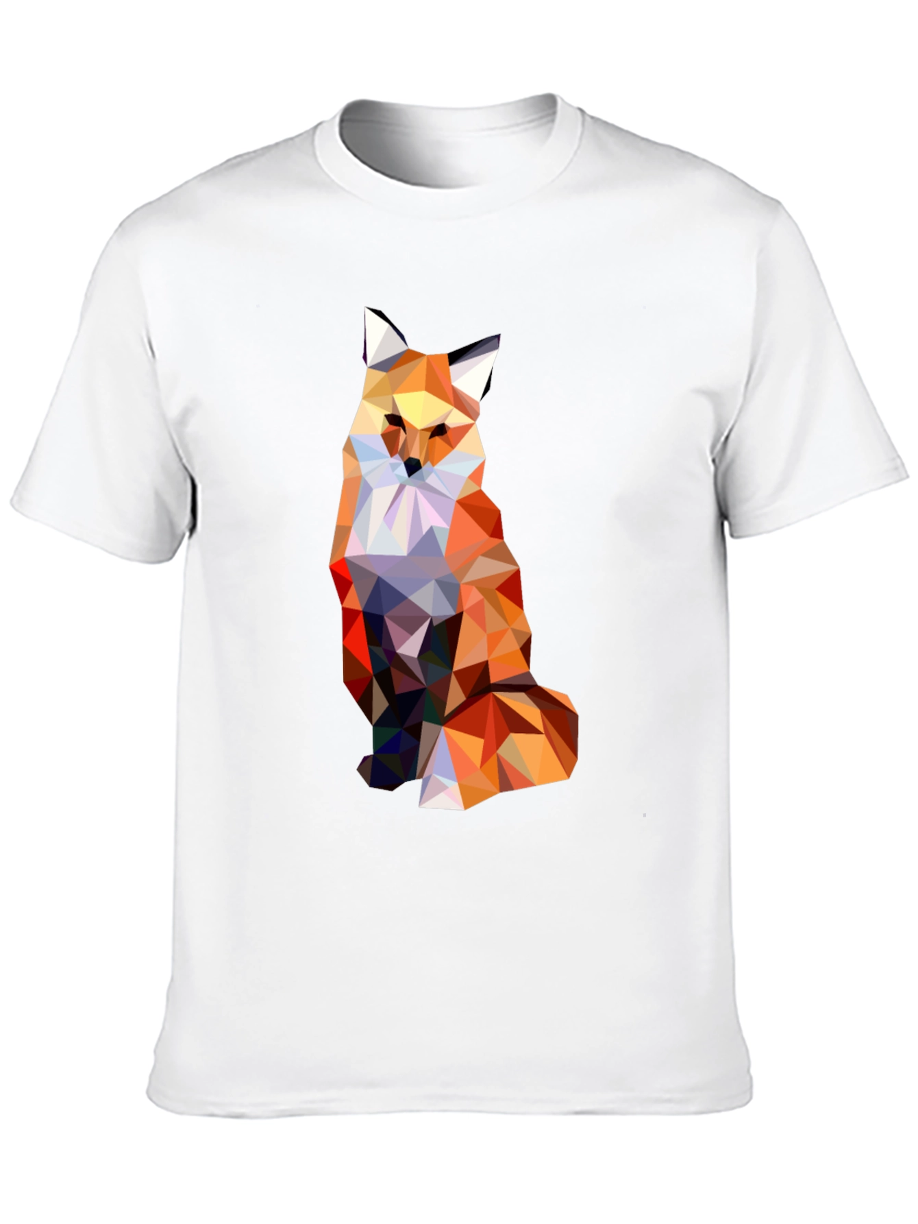 Geometric Fox Graphic Print Black T-Shirt