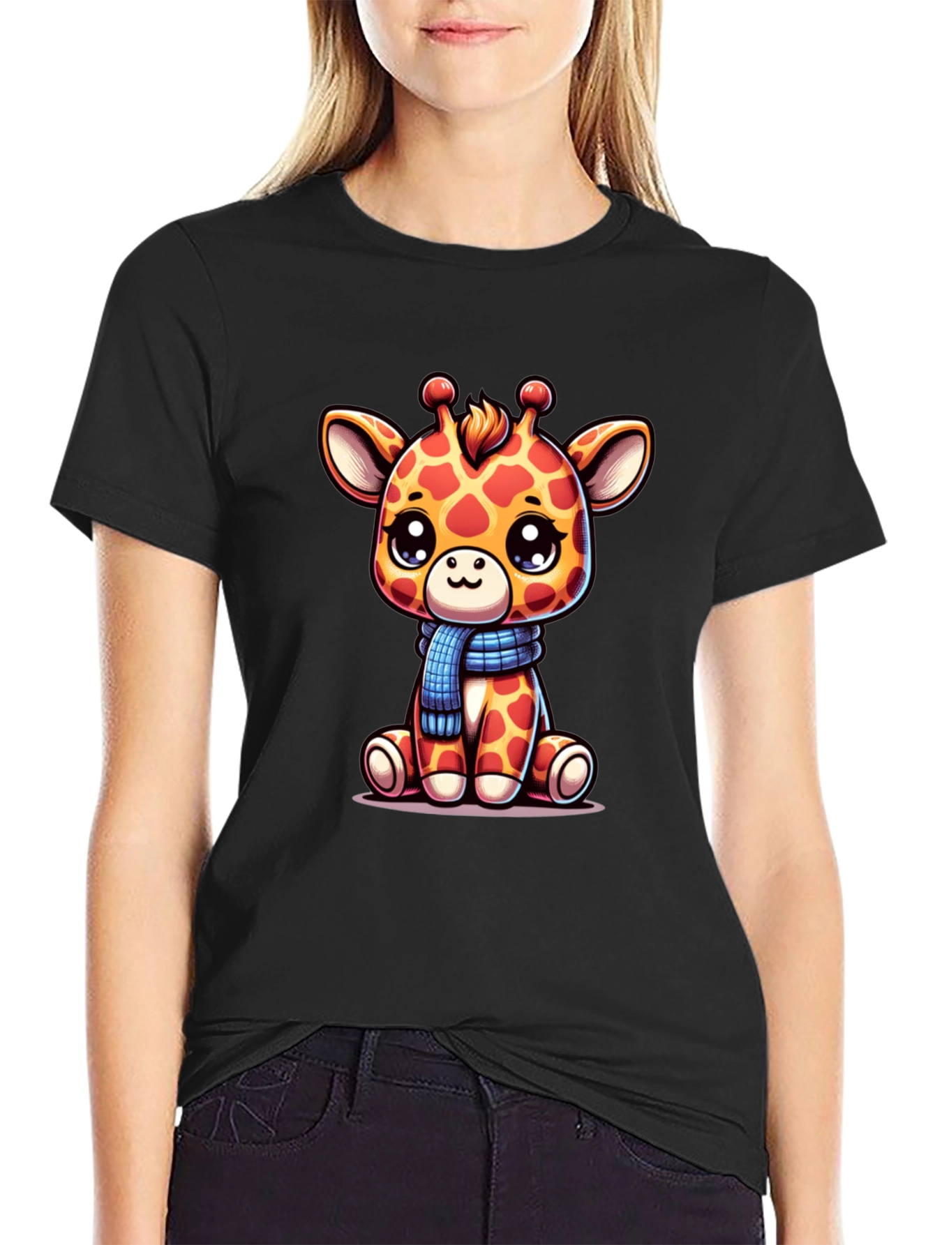 Cute Giraffe Graphic Tee - Unisex Black T-Shirt