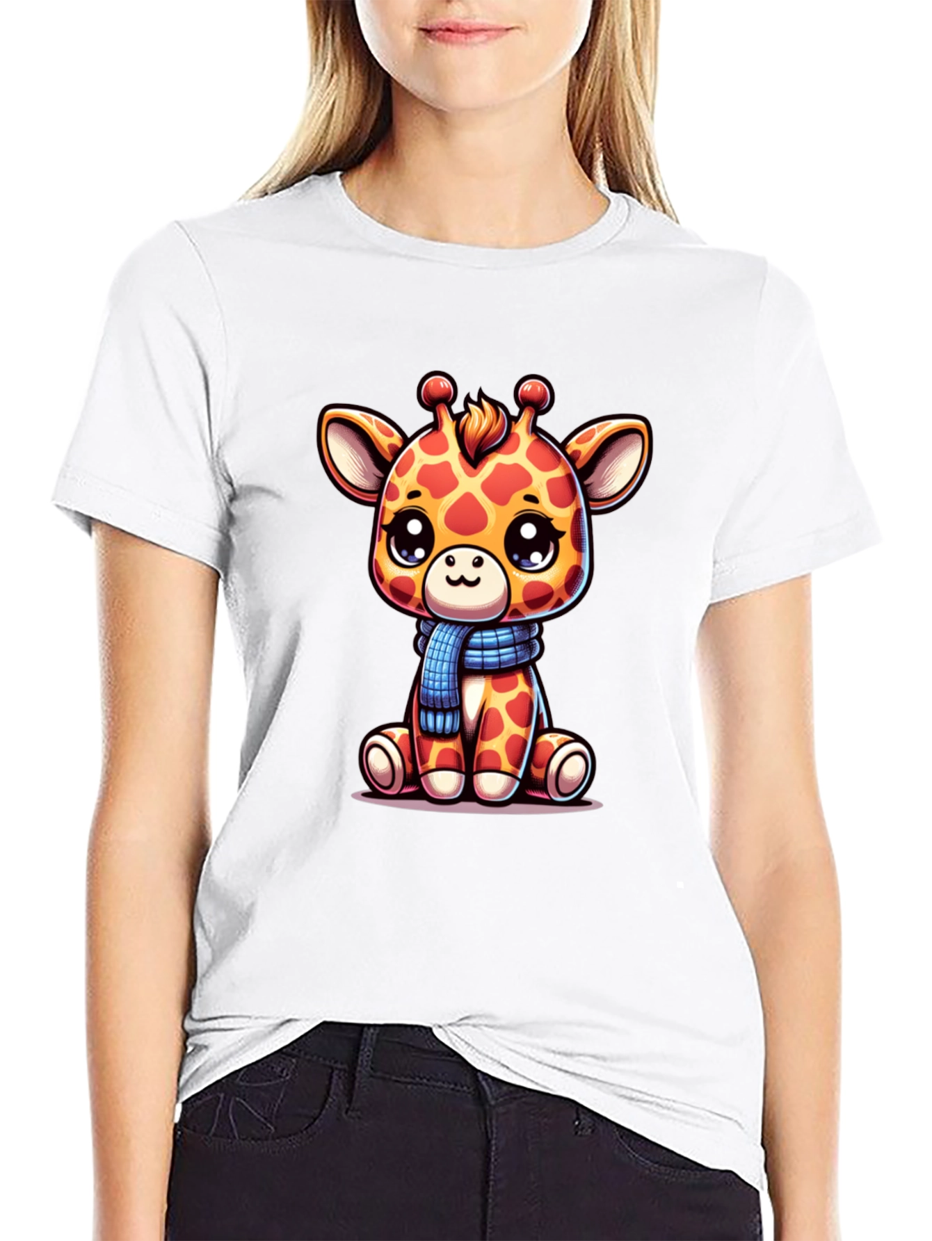 Cute Giraffe Graphic Tee - Unisex Black T-Shirt