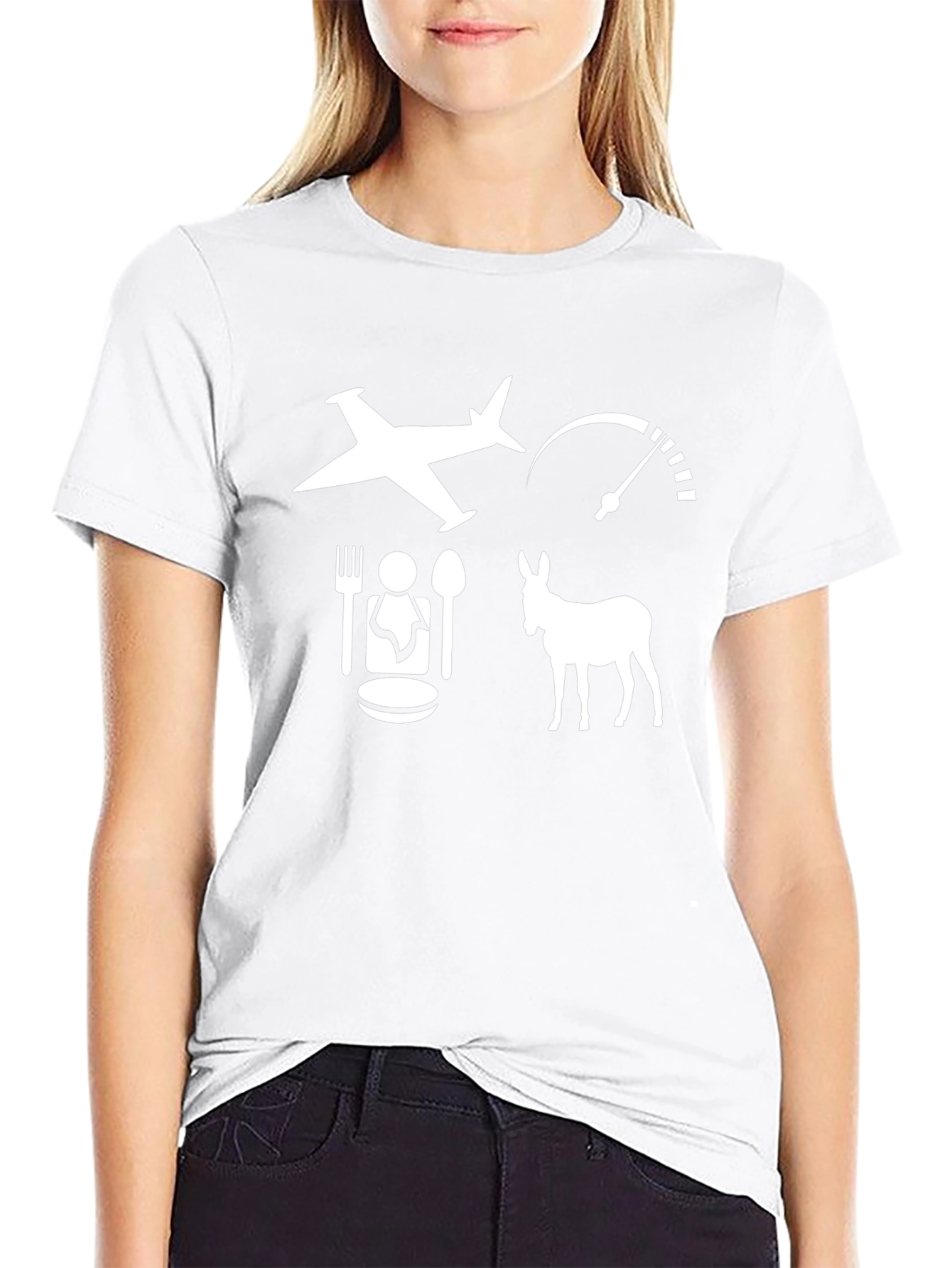 Funny Airplane Food Donkey Speedometer Black T-Shirt