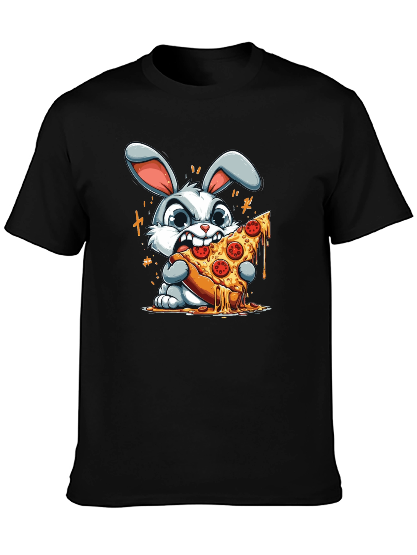 Pizza Bunny Graphic T-Shirt - Unisex Cartoon Tee