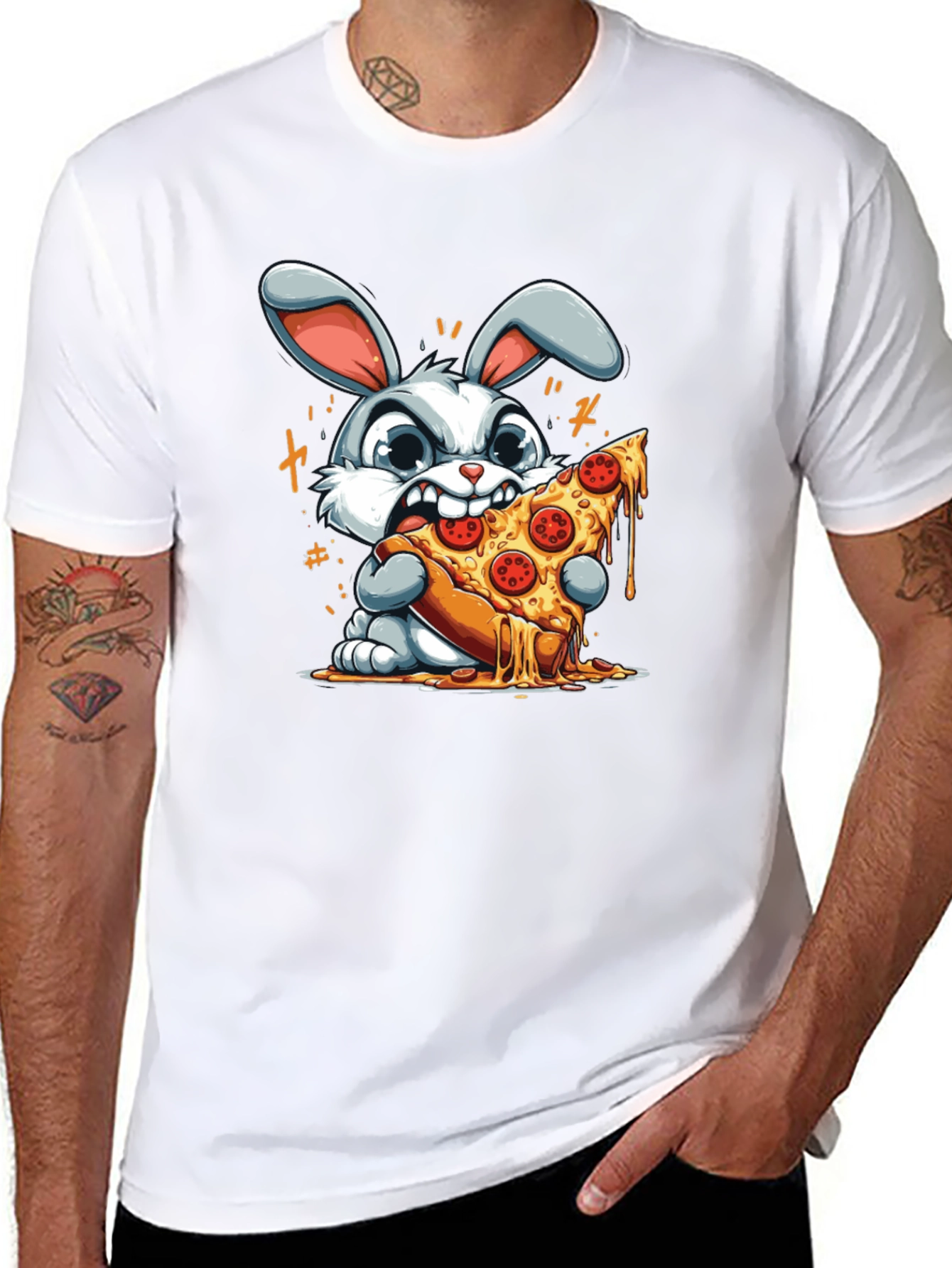 Pizza Bunny Graphic T-Shirt - Unisex Cartoon Tee