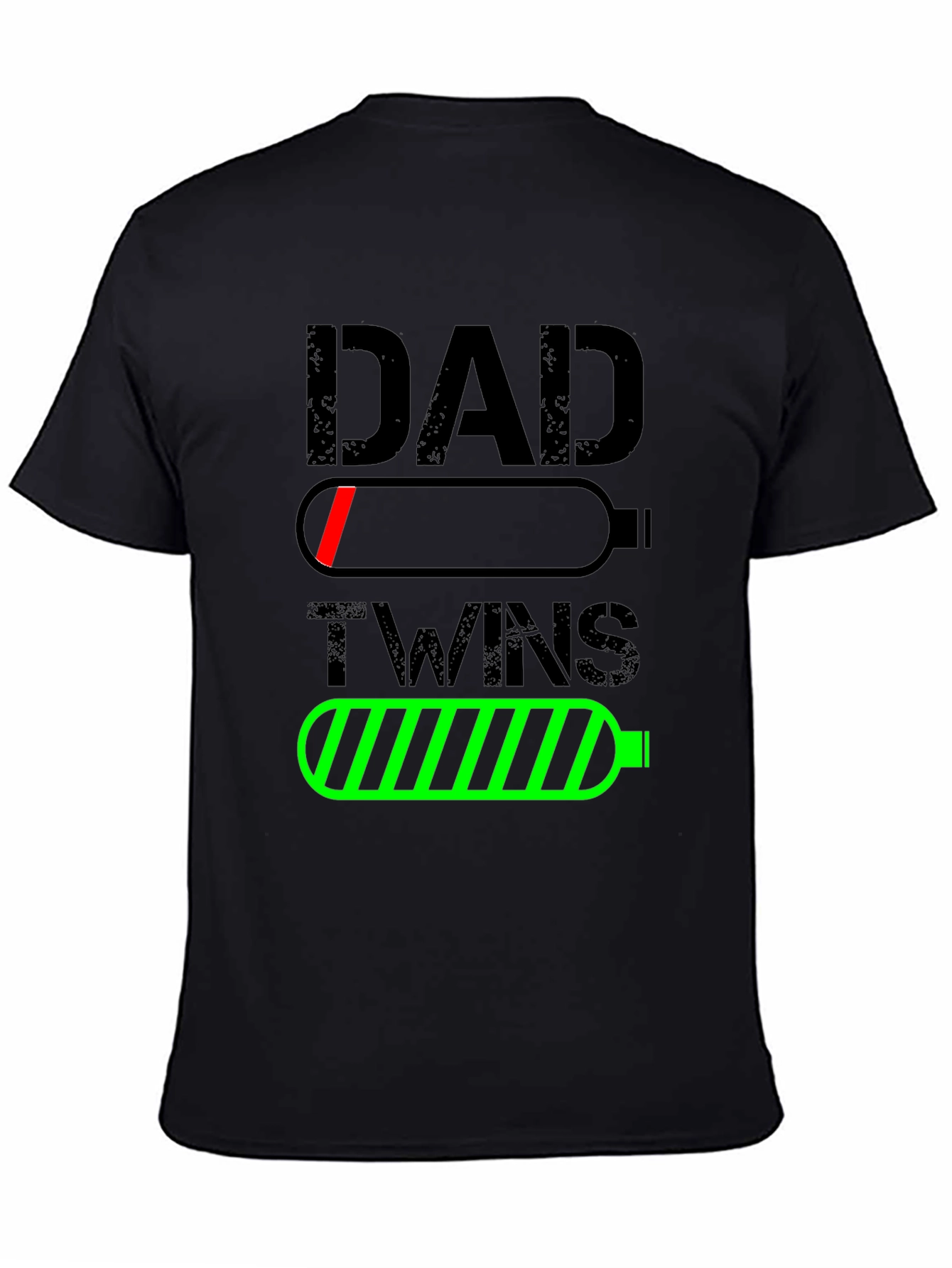 Dad of Twins Low Battery Graphic T-Shirt