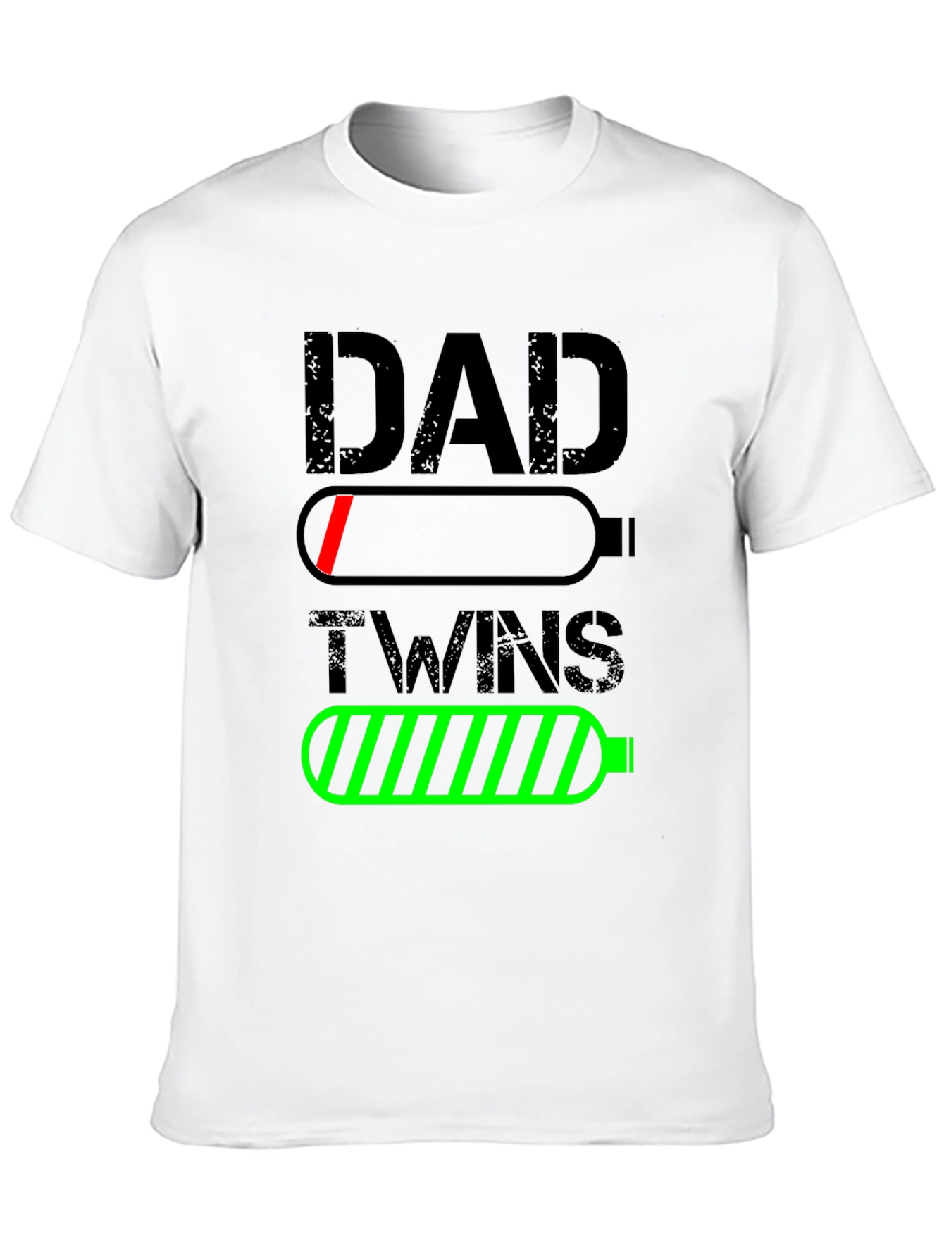Dad of Twins Low Battery Graphic T-Shirt