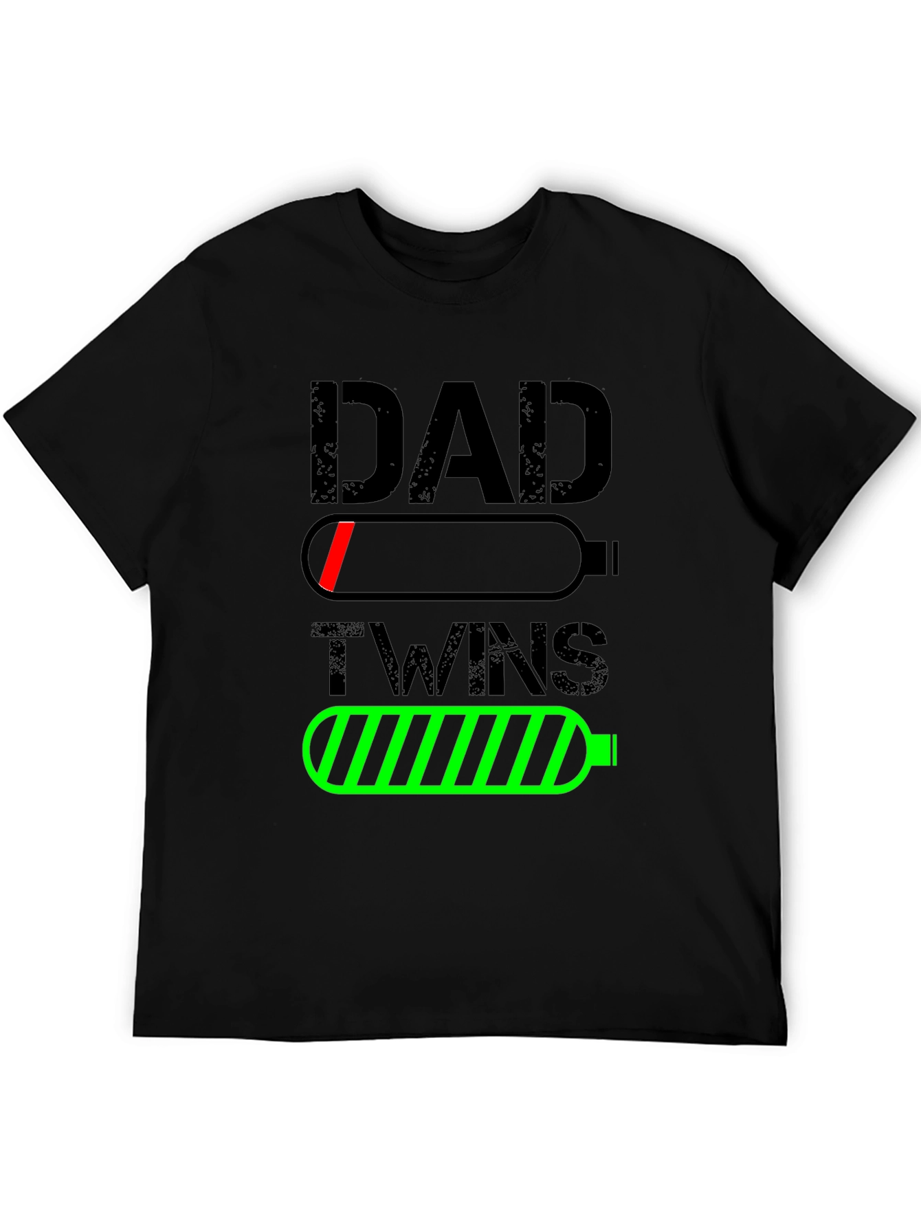 Dad of Twins Low Battery Graphic T-Shirt