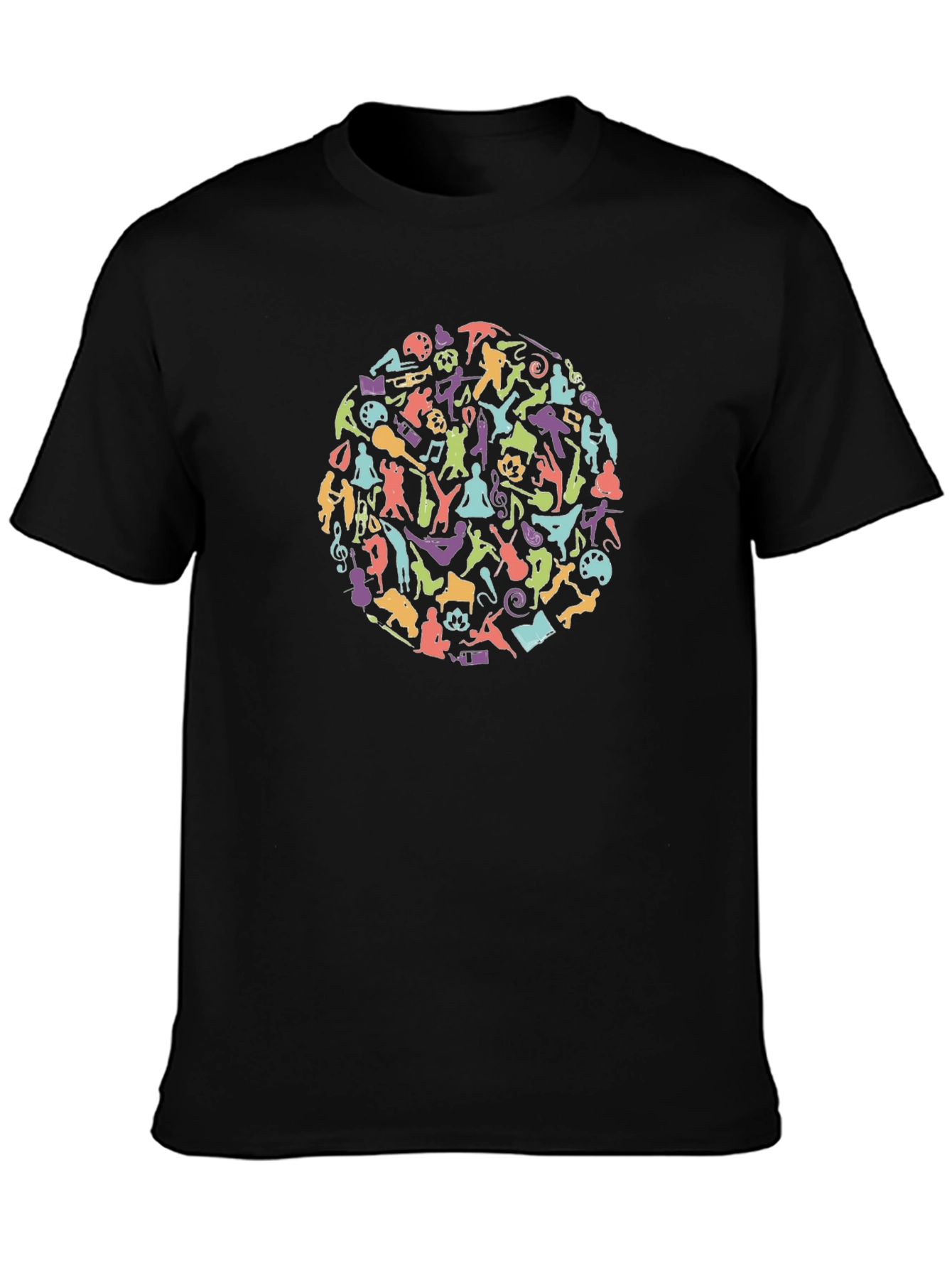 Artistic Activity Silhouette Graphic Print Black T-Shirt