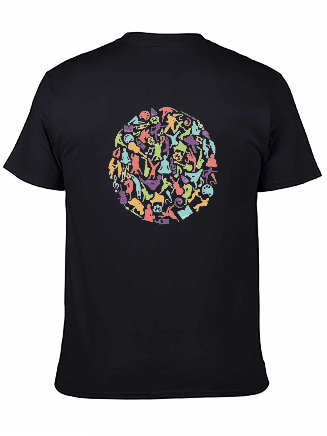 Artistic Activity Silhouette Graphic Print Black T-Shirt