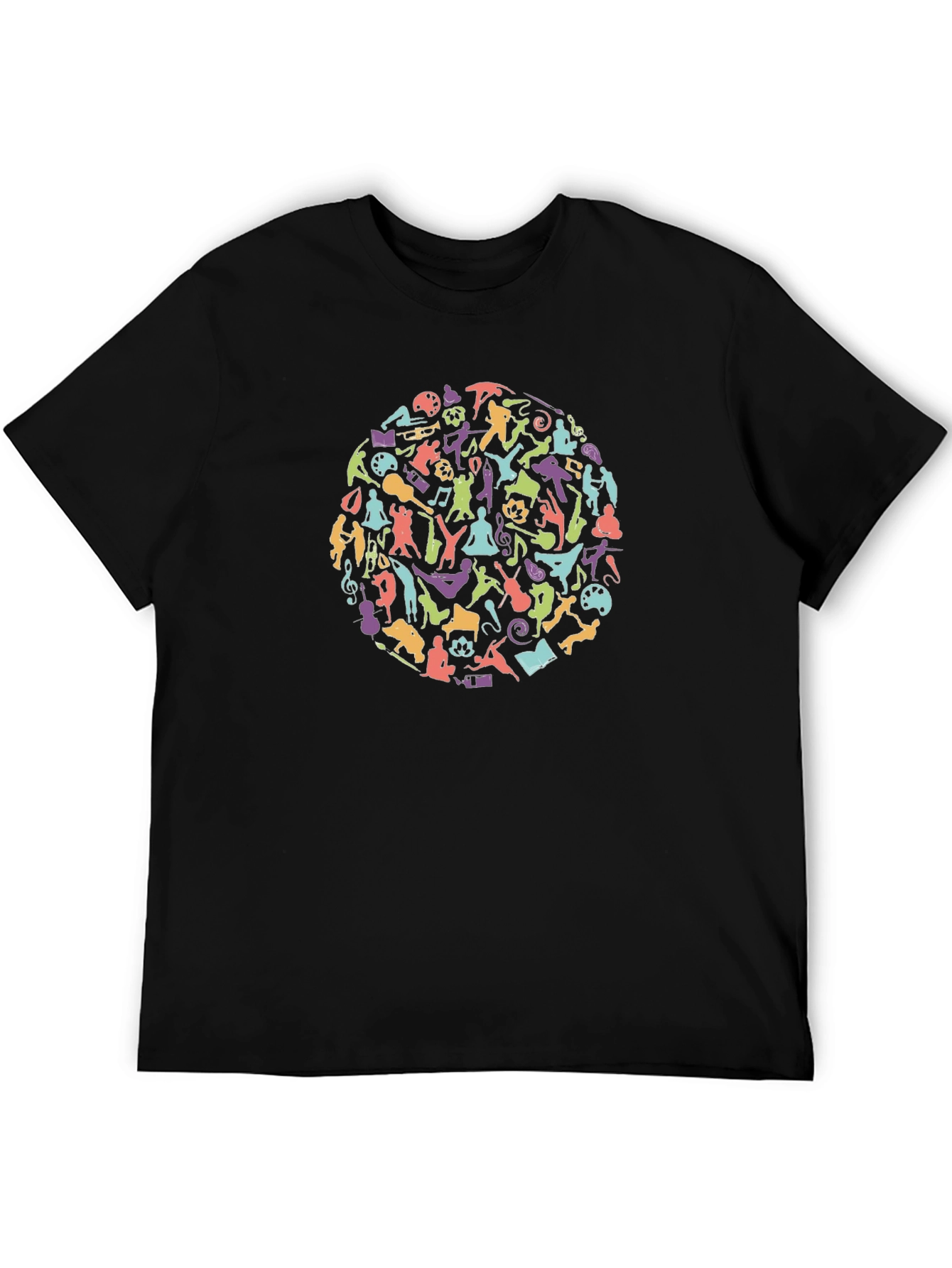 Artistic Activity Silhouette Graphic Print Black T-Shirt