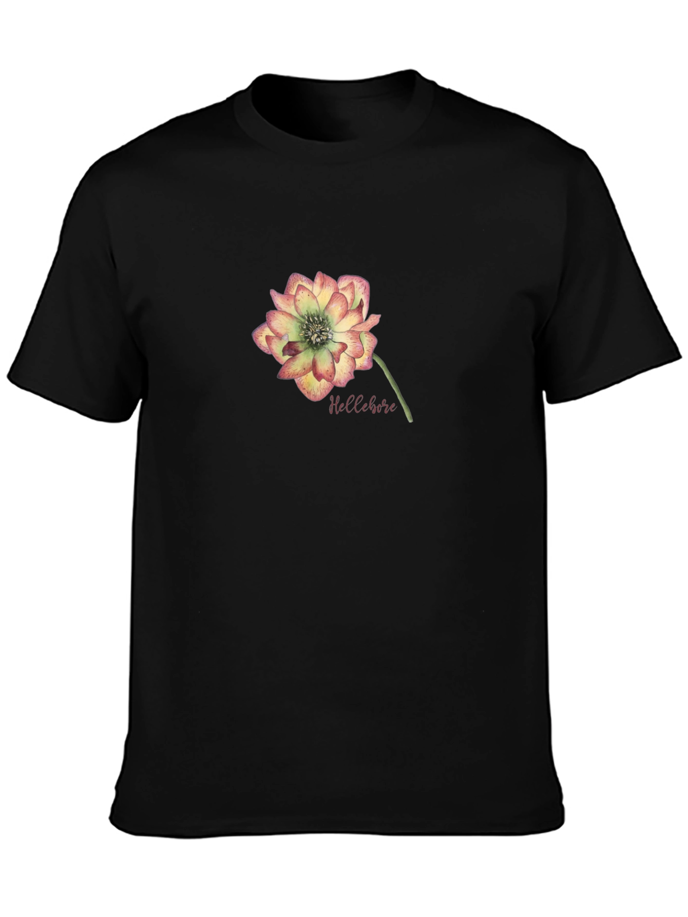 Floral Hellebore Graphic Tee - Black