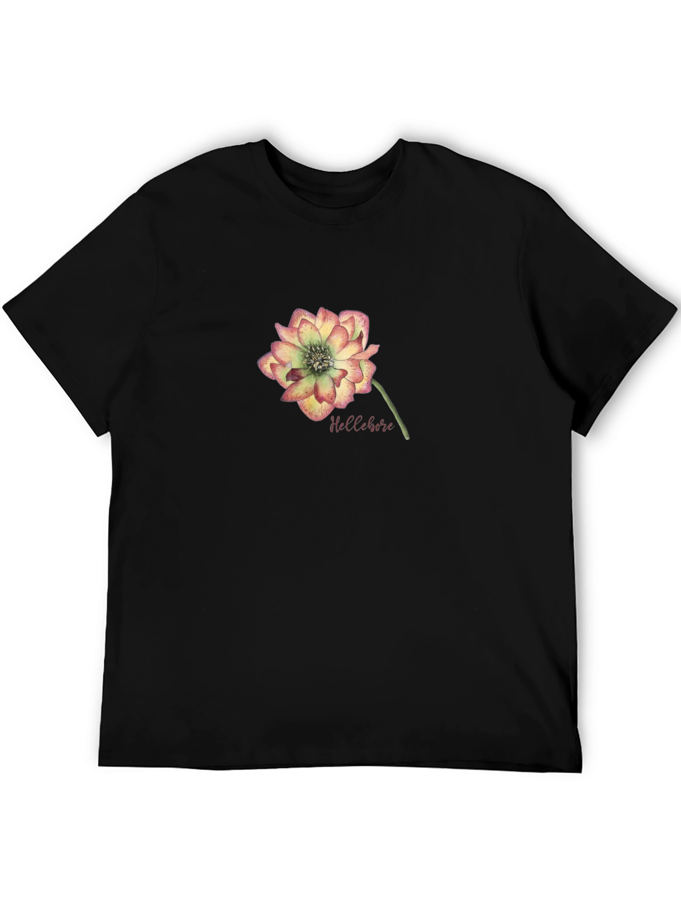 Floral Hellebore Graphic Tee - Black