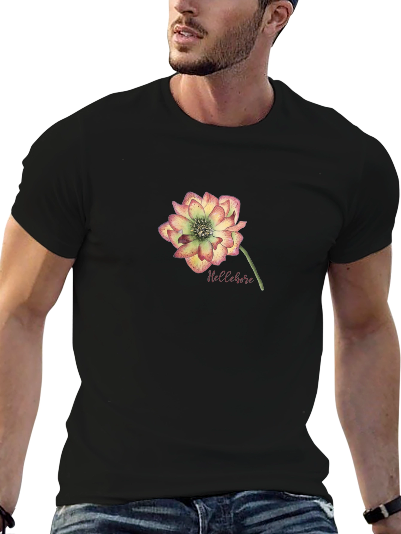 Floral Hellebore Graphic Tee - Black