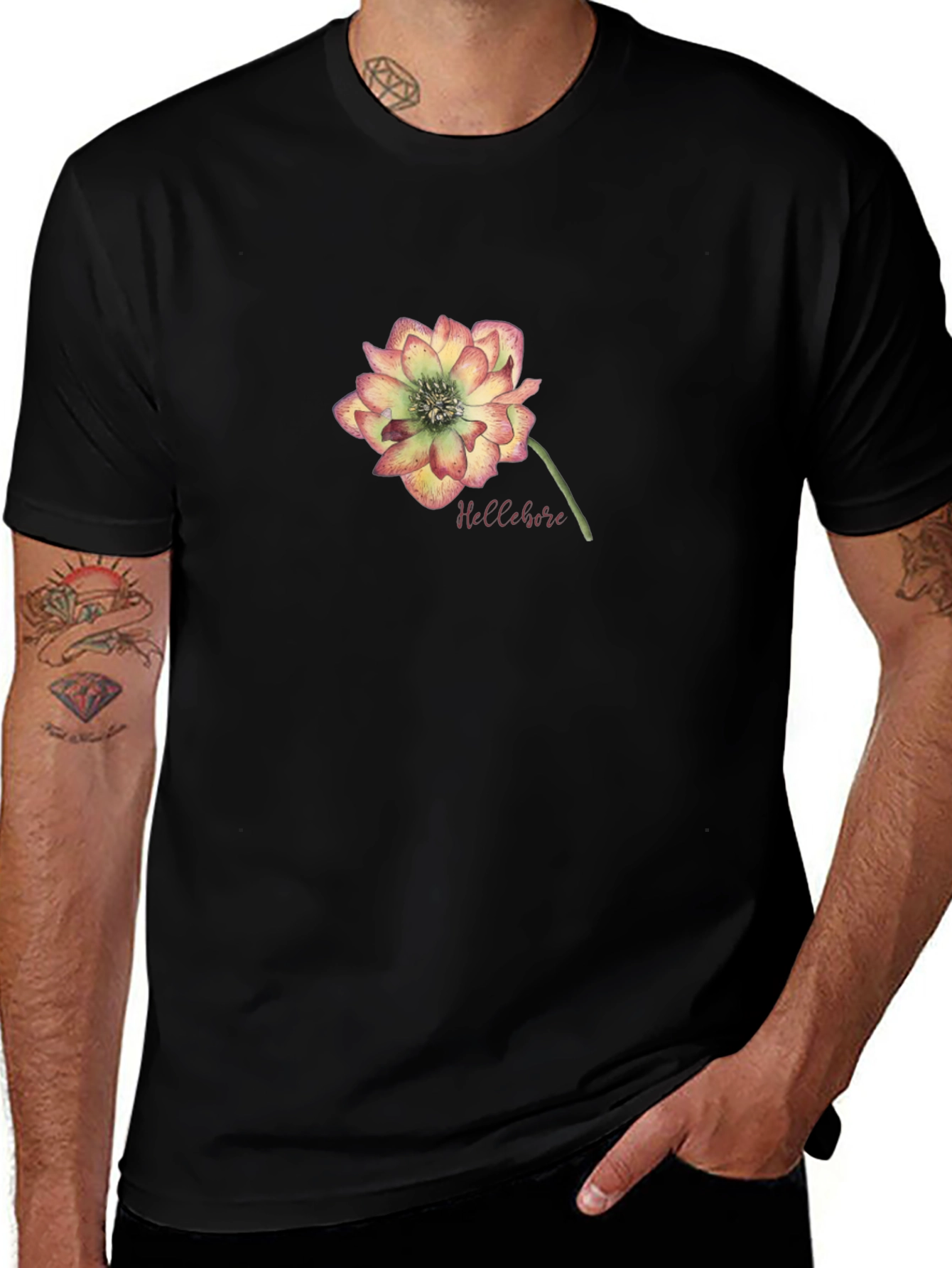 Floral Hellebore Graphic Tee - Black