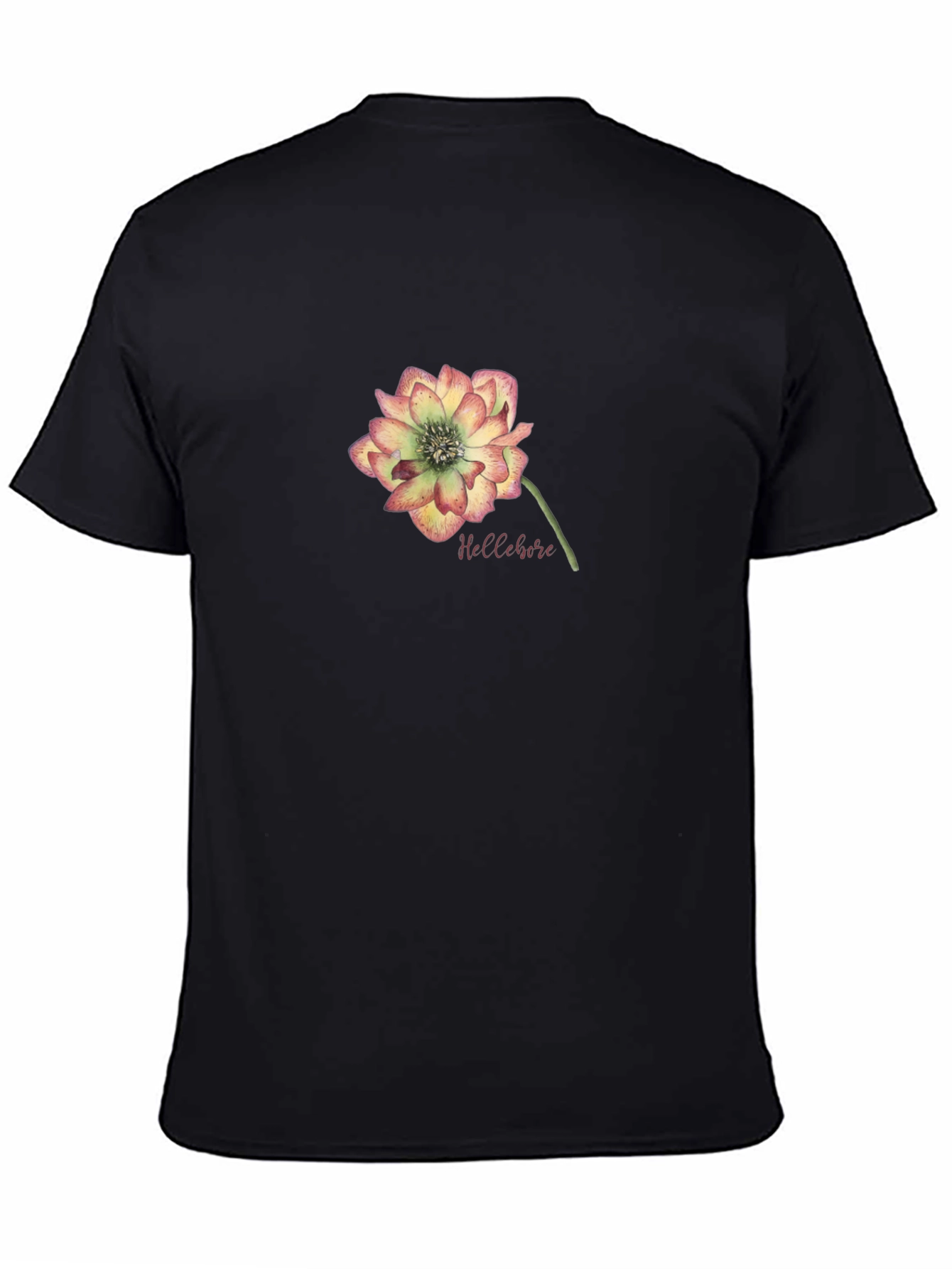 Floral Hellebore Graphic Tee - Black