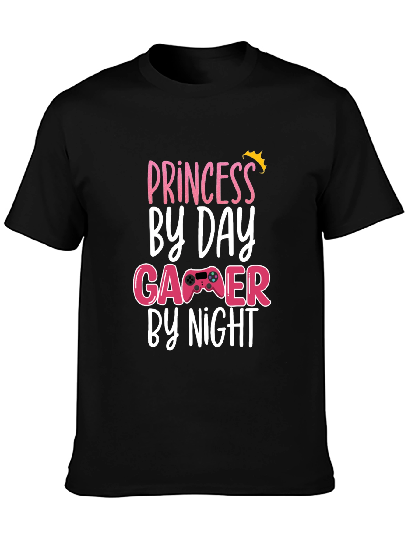 Princess By Day Gamer By Night Black T-Shirt