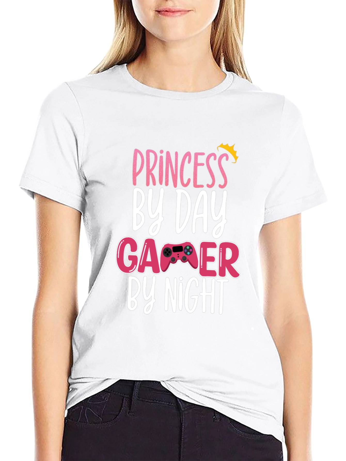 Princess By Day Gamer By Night Black T-Shirt