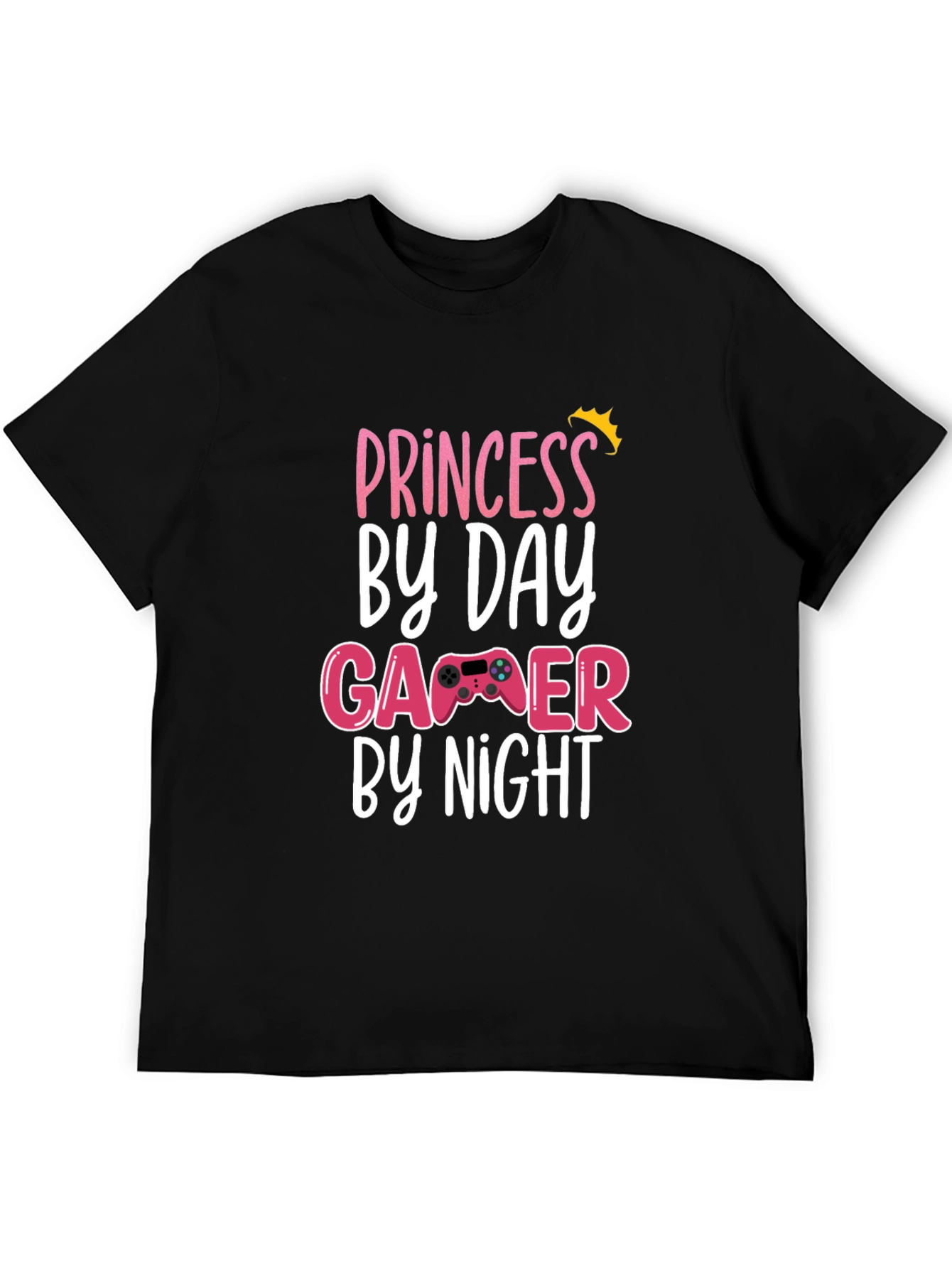 Princess By Day Gamer By Night Black T-Shirt