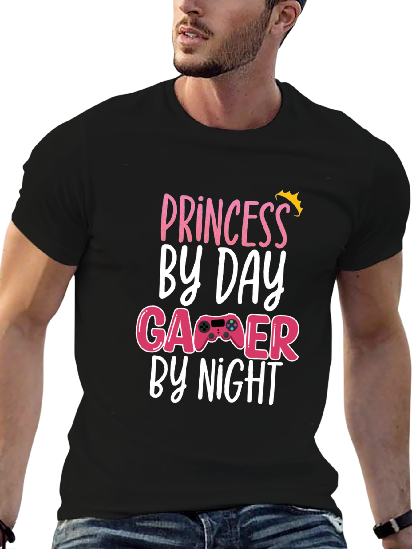 Princess By Day Gamer By Night Black T-Shirt