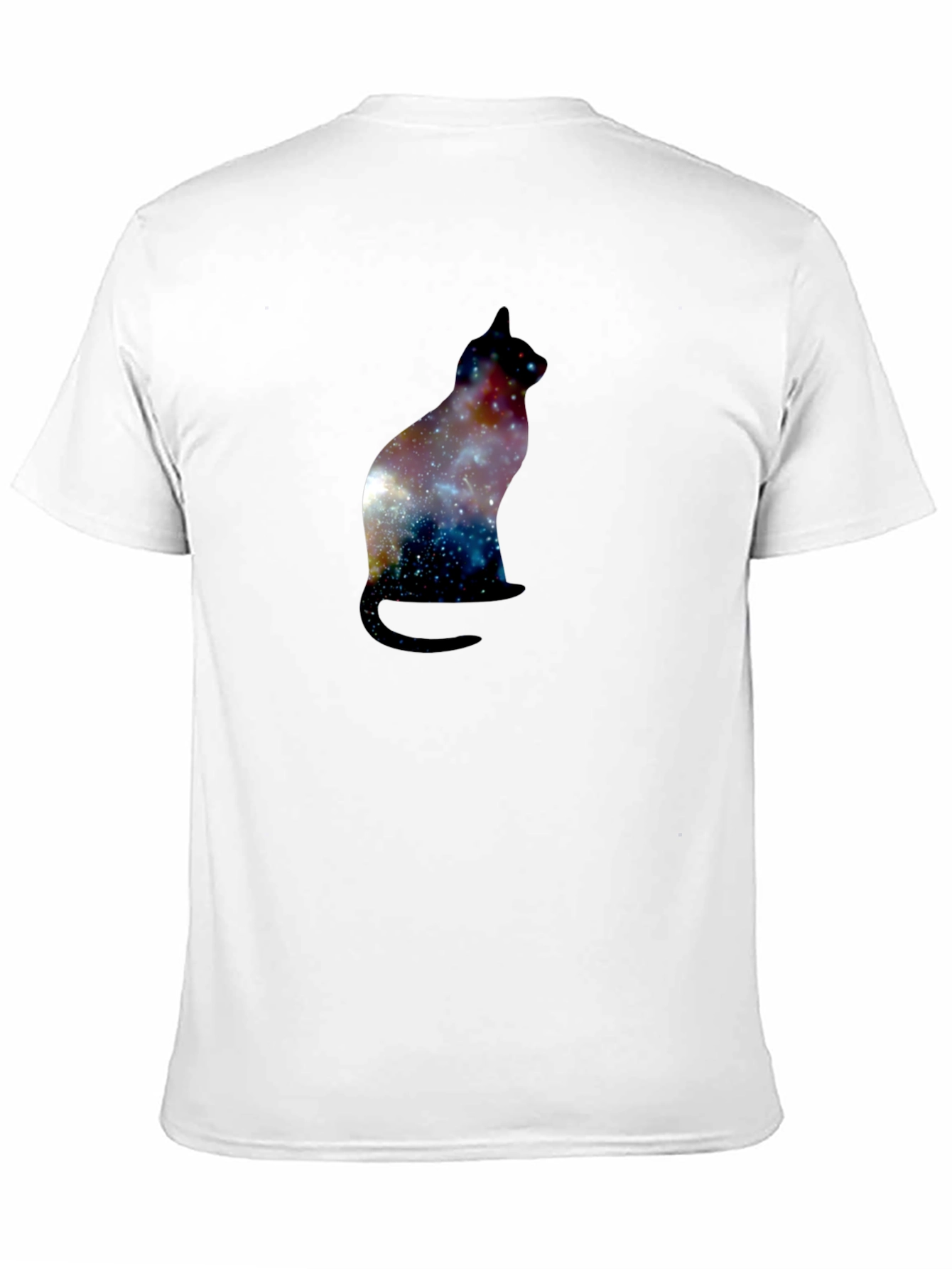 Galaxy Cat Silhouette Black T-Shirt