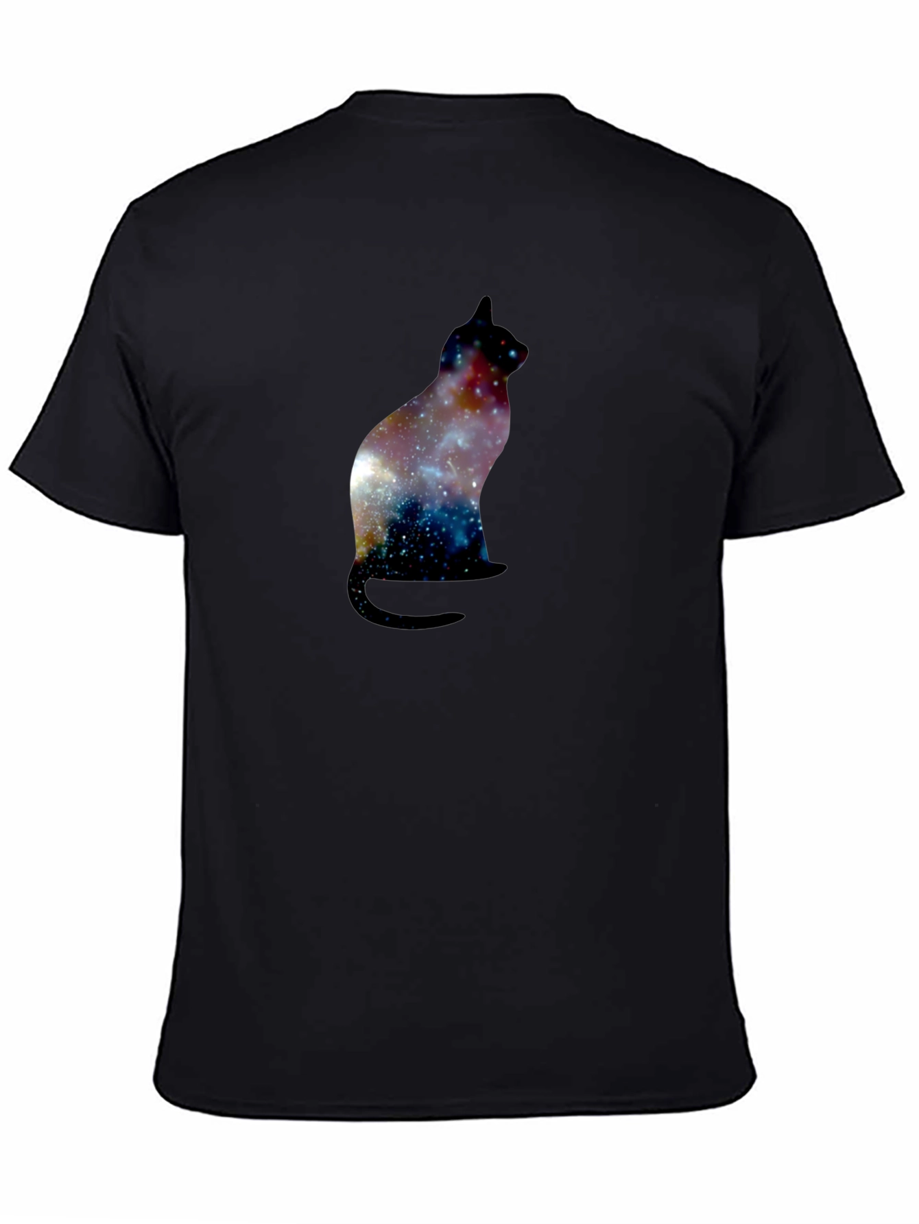 Galaxy Cat Silhouette Black T-Shirt