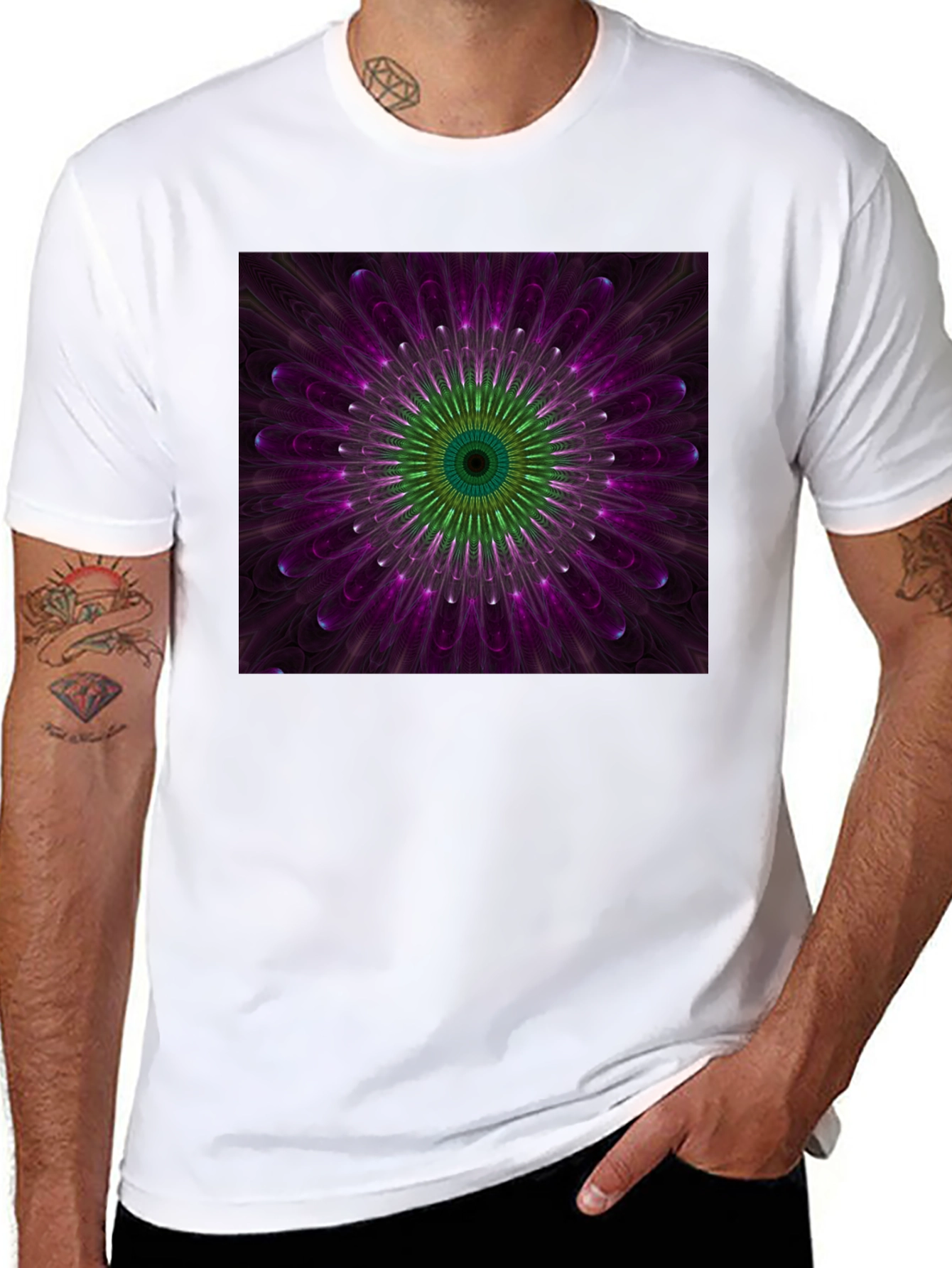 Floral Mandala Graphic Black T-Shirt