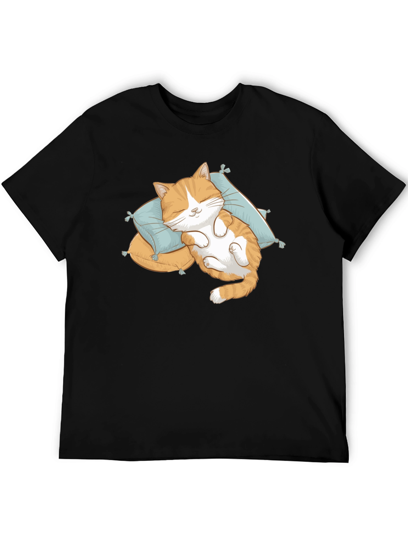 Cute Sleeping Cat Black T-Shirt