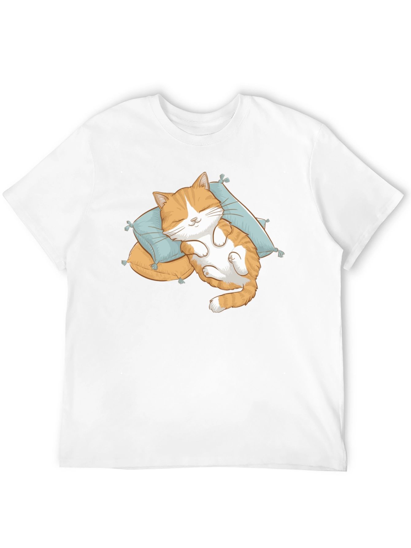 Cute Sleeping Cat Black T-Shirt