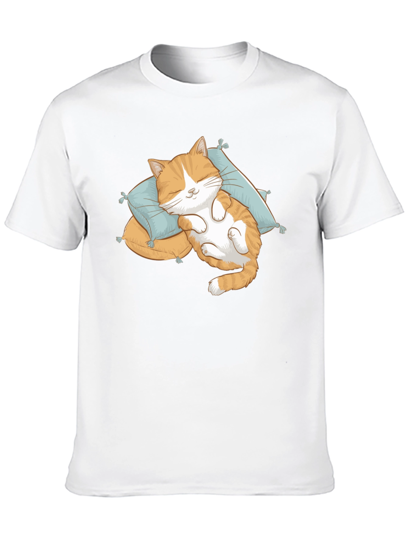 Cute Sleeping Cat Black T-Shirt