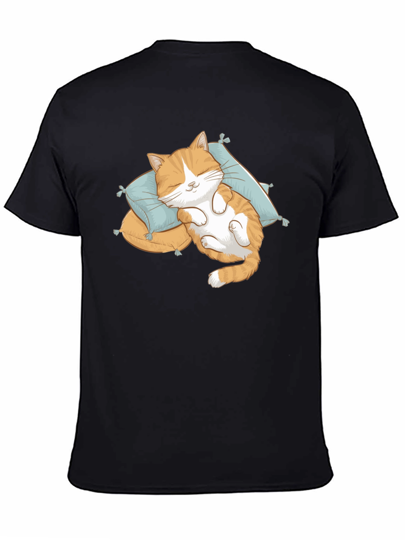 Cute Sleeping Cat Black T-Shirt