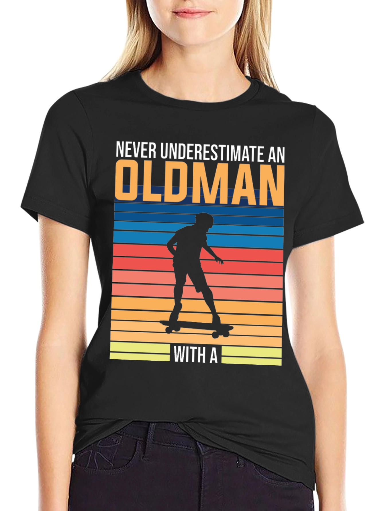 Old Man Skateboarder Graphic Tee