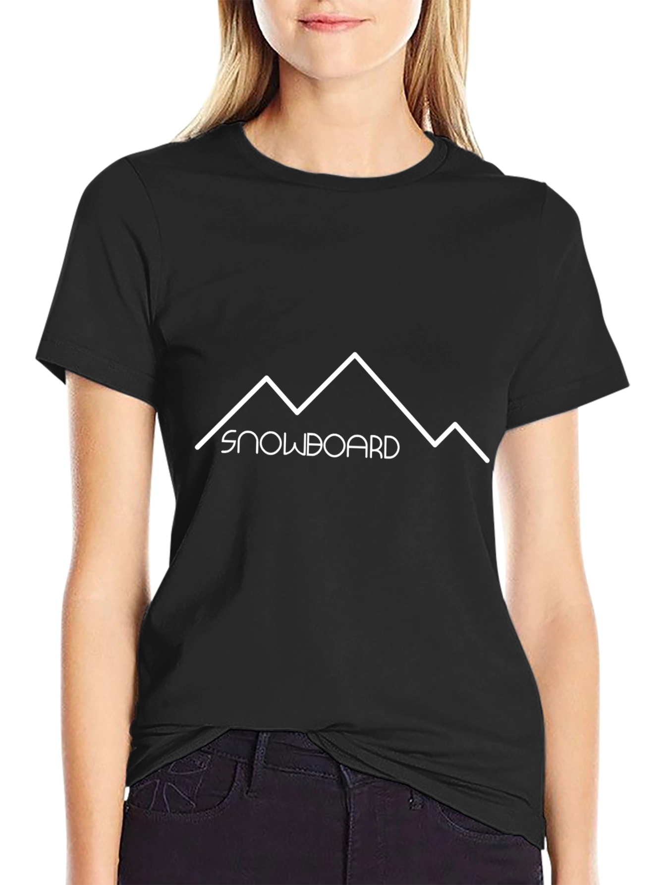Snowboard Mountain Graphic Black T-Shirt