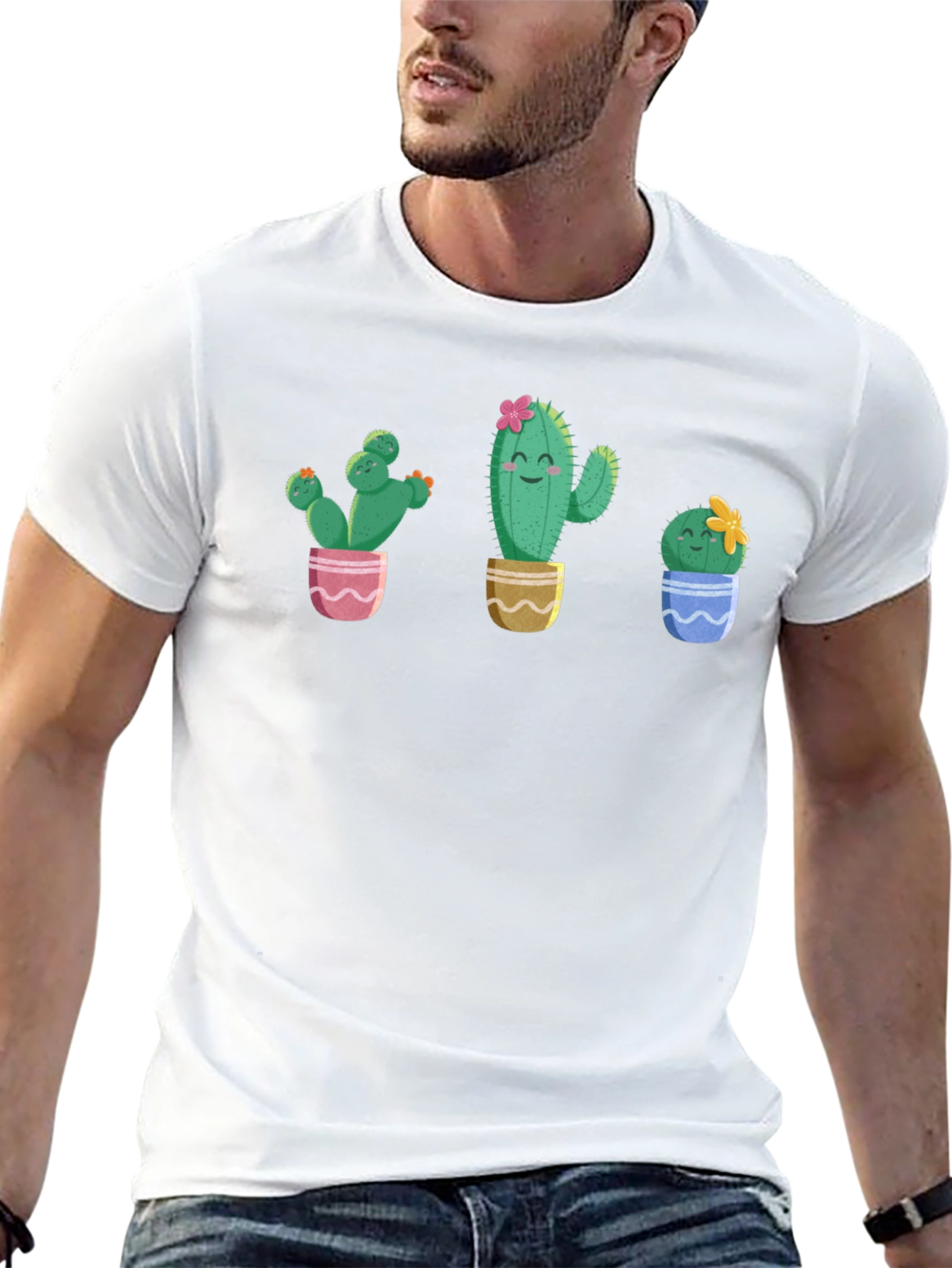 Cute Cactus Plant Graphic T-Shirt