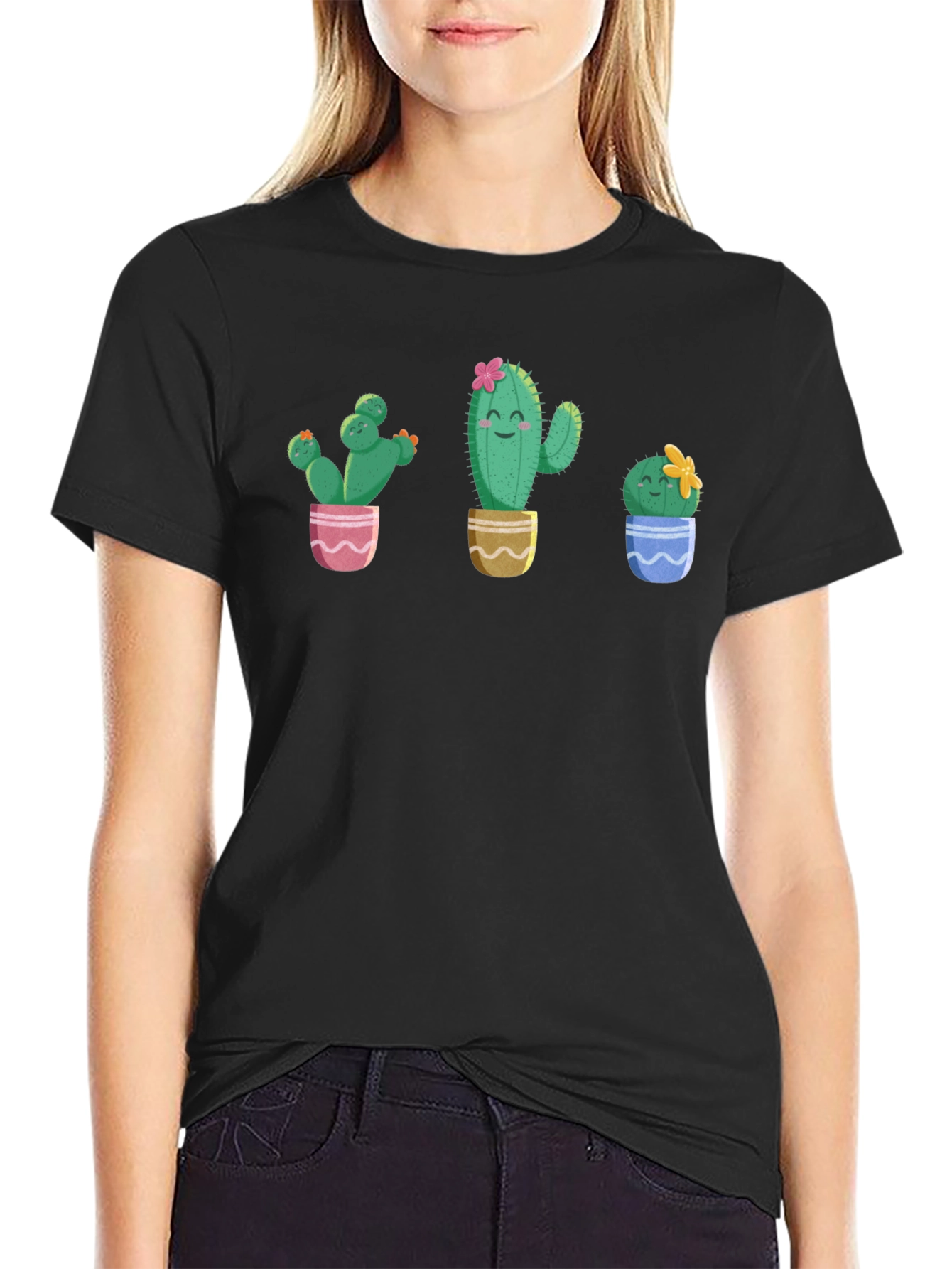 Cute Cactus Plant Graphic T-Shirt