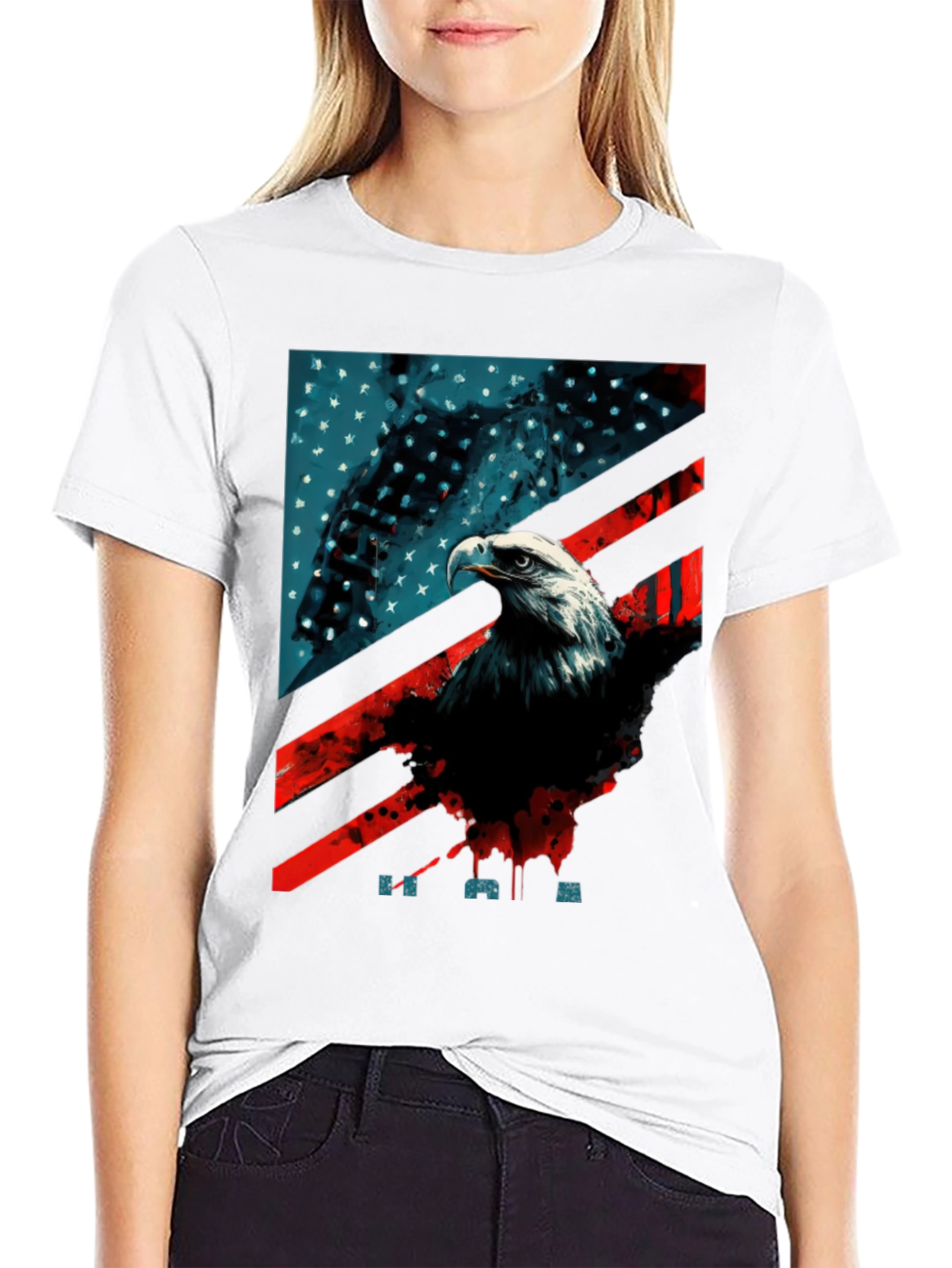 Patriotic Eagle Graphic T-Shirt - American Flag Tee