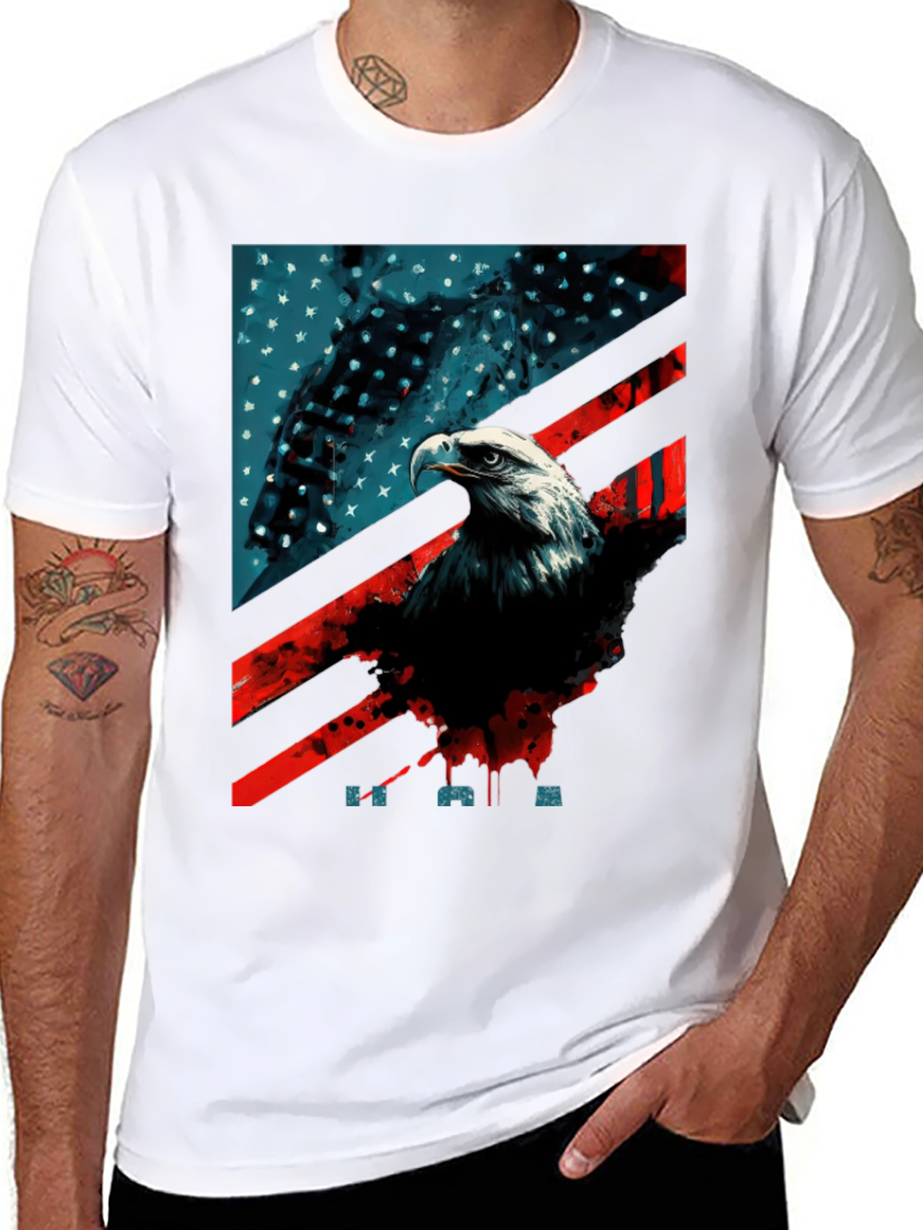Patriotic Eagle Graphic T-Shirt - American Flag Tee