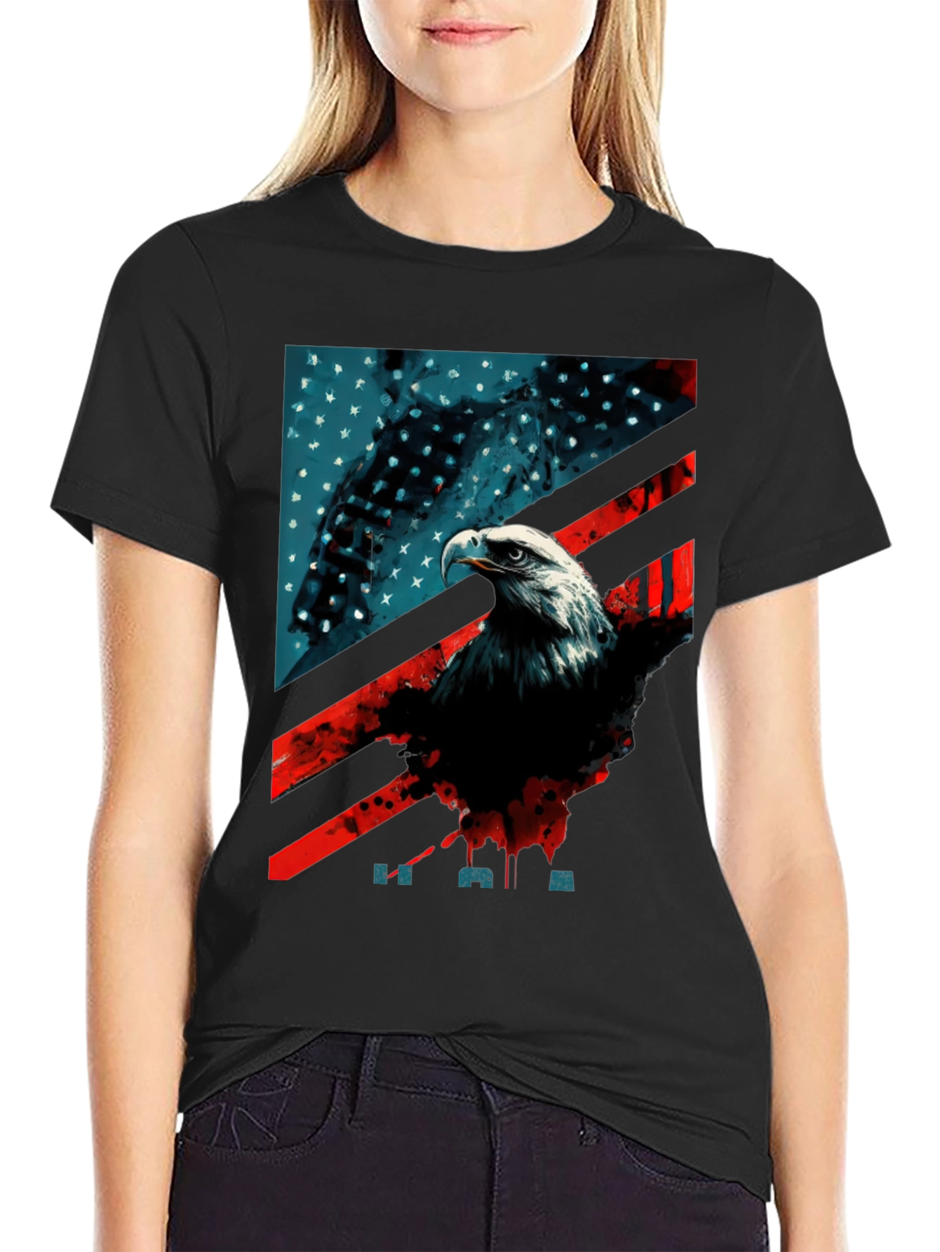 Patriotic Eagle Graphic T-Shirt - American Flag Tee