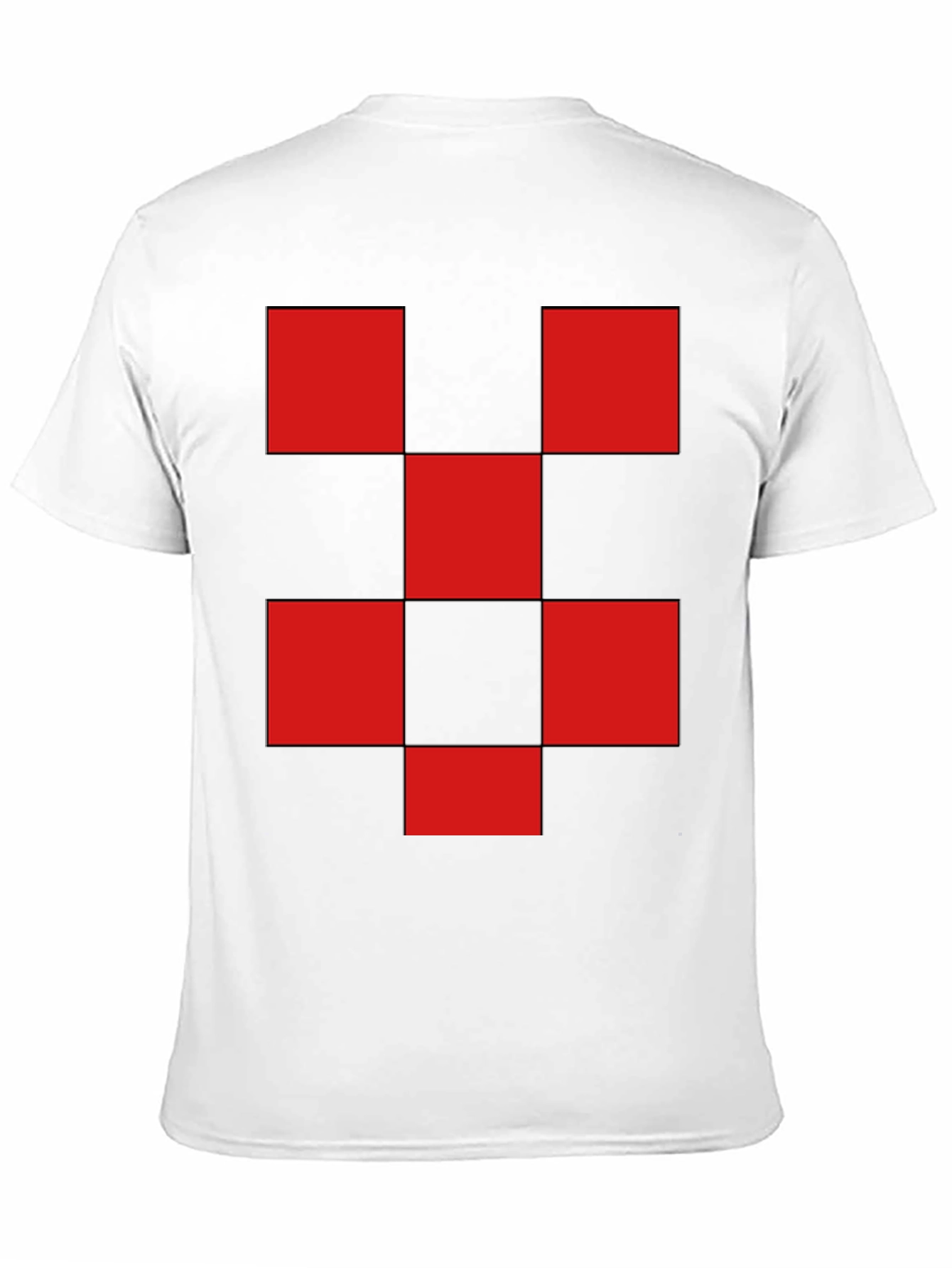 Red Checkered Graphic Print Black T-Shirt